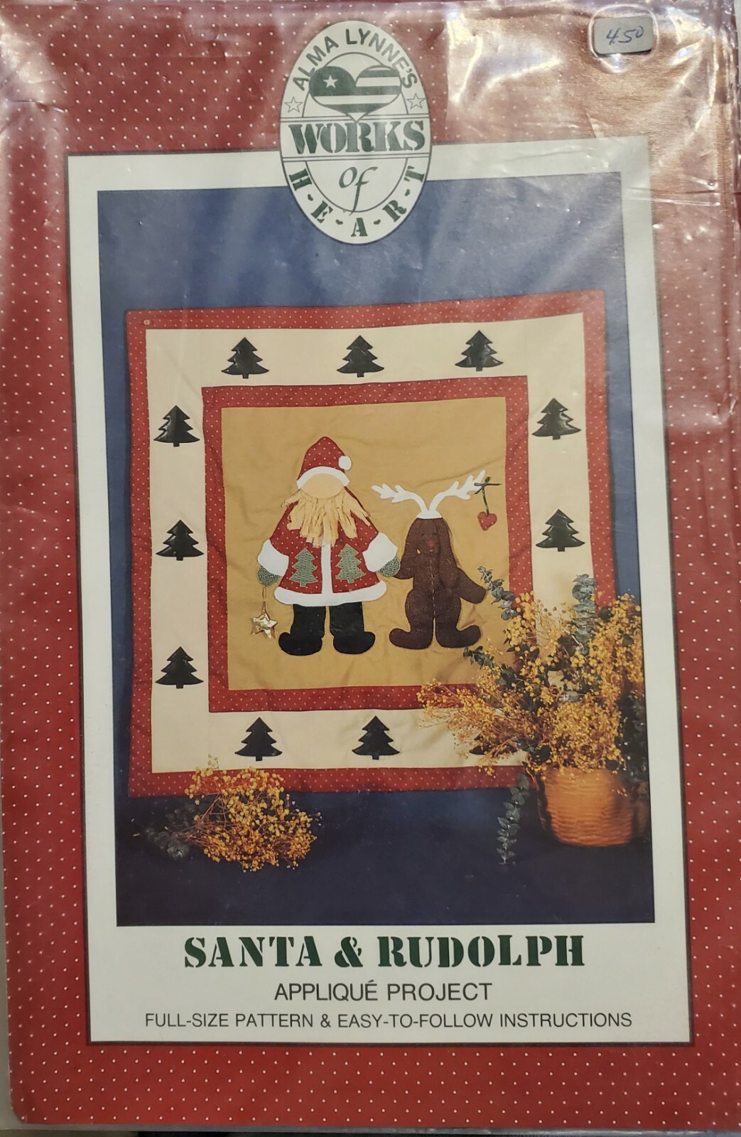 Alma Lynne's Works of Heart Santa & Rudolph Applique Project Wall Hanging 30x30"