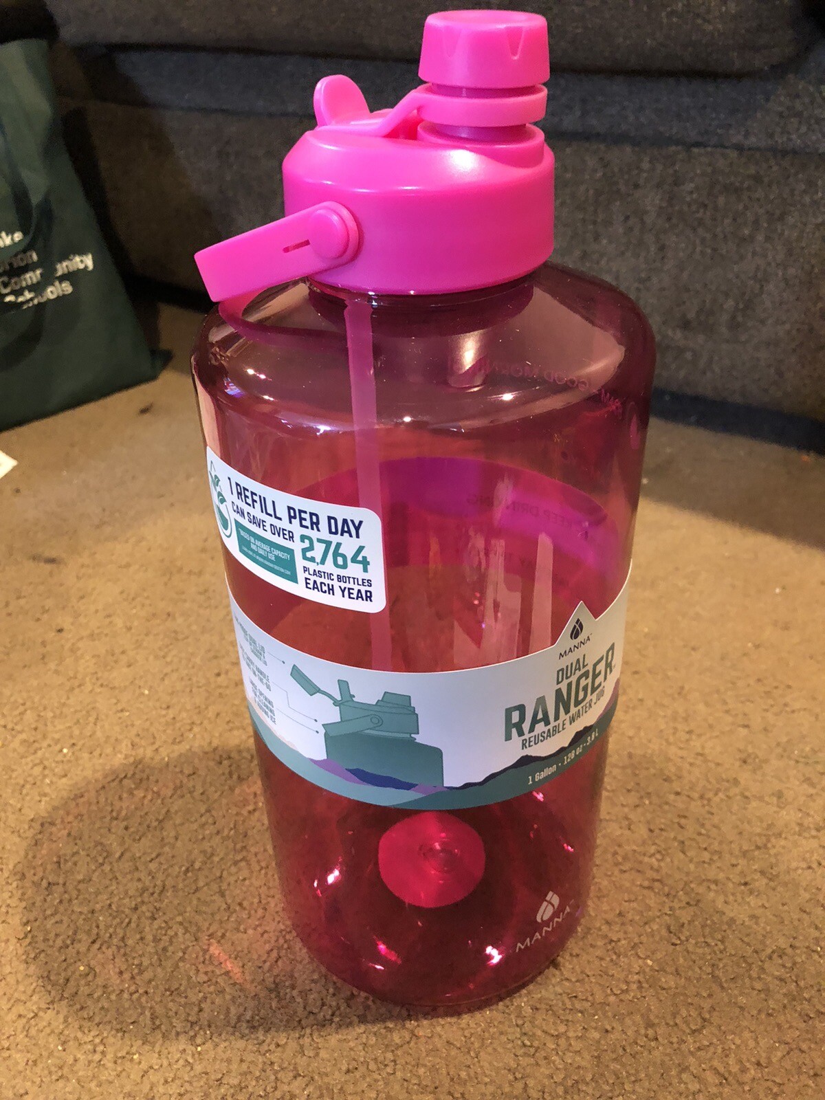MANNA One Gallon Motivational Dual Ranger Water Bottle Pink PBA Free New