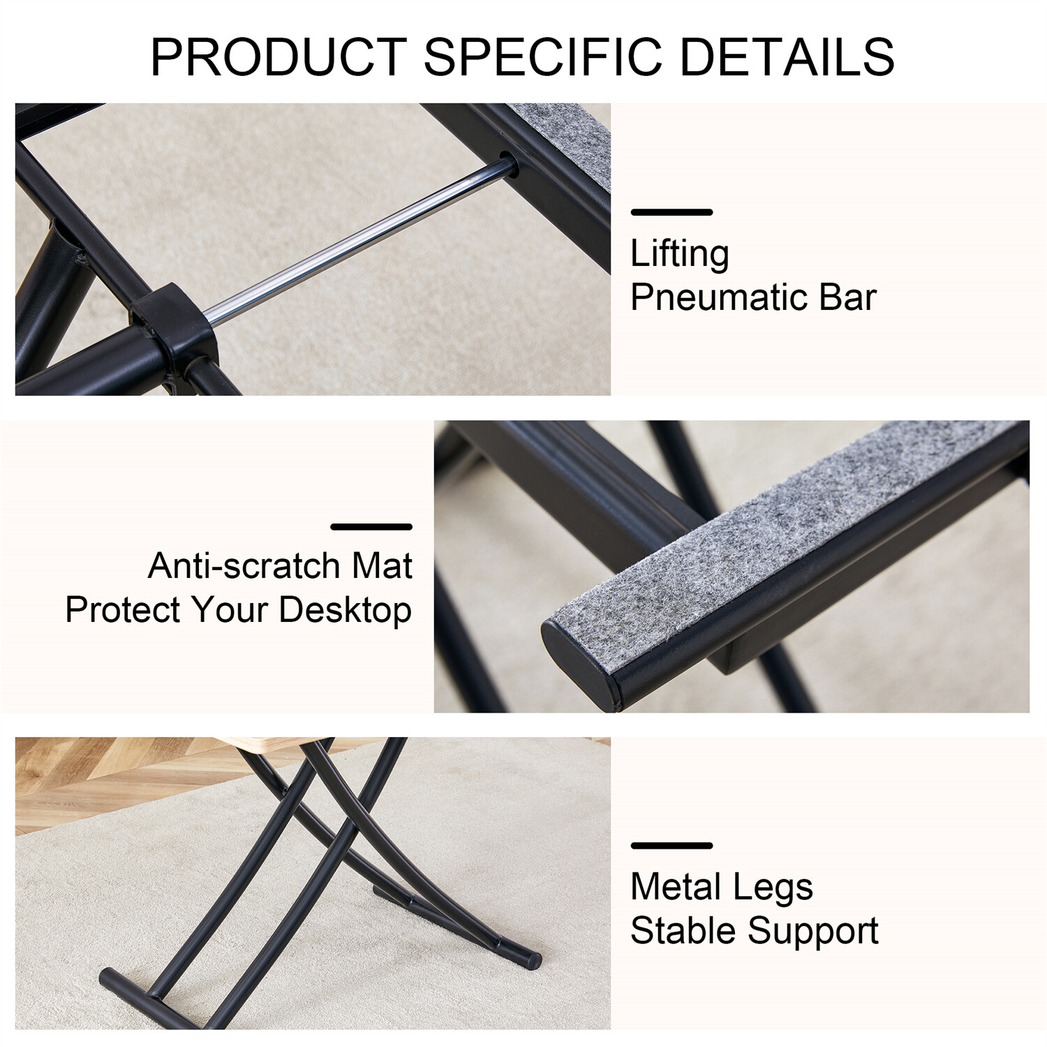 Modern Dining Table Wood Table Kitchen Dining Table with Metal Legs For 4 Person