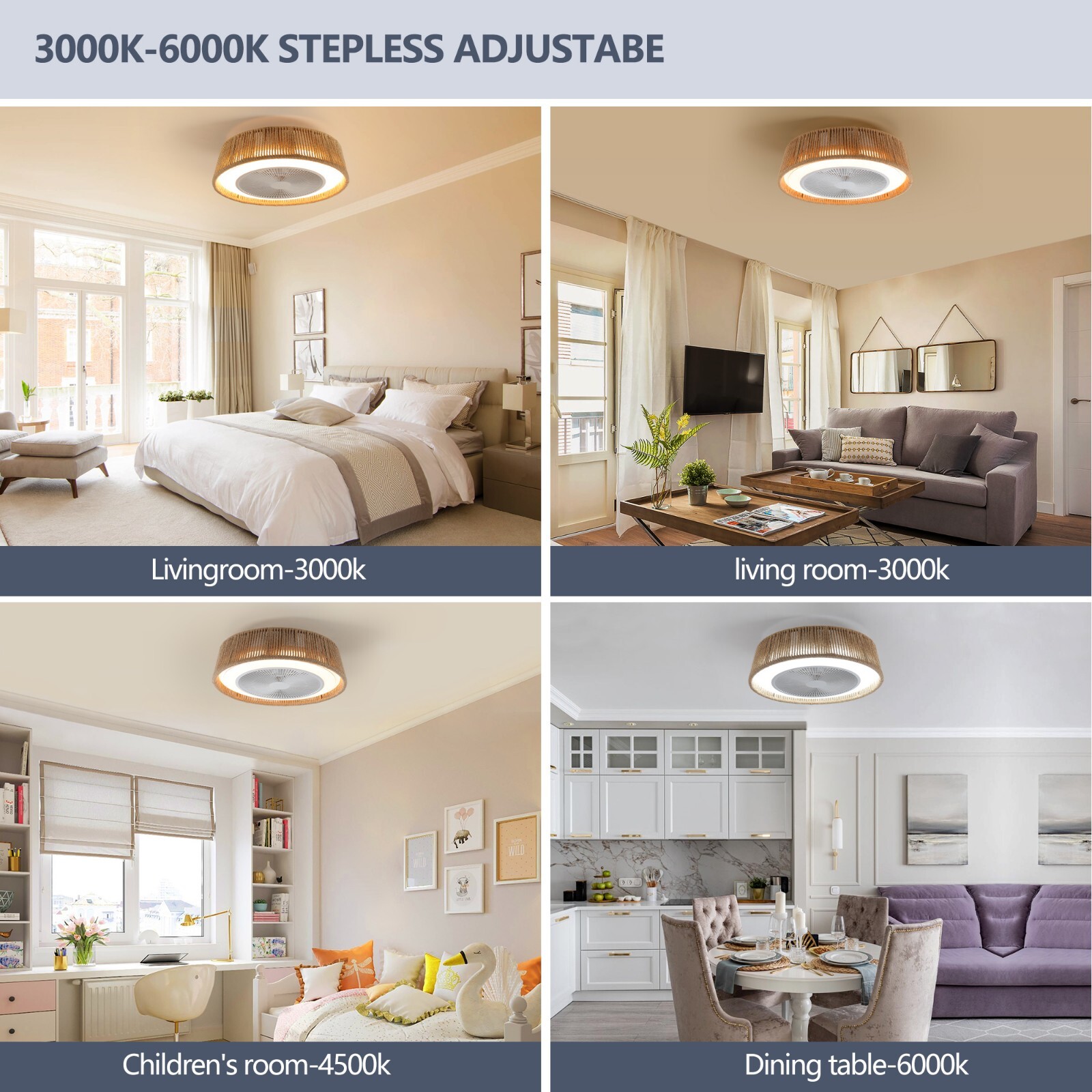 21" Modern White 8-Blade Smart LED Ceiling Fan