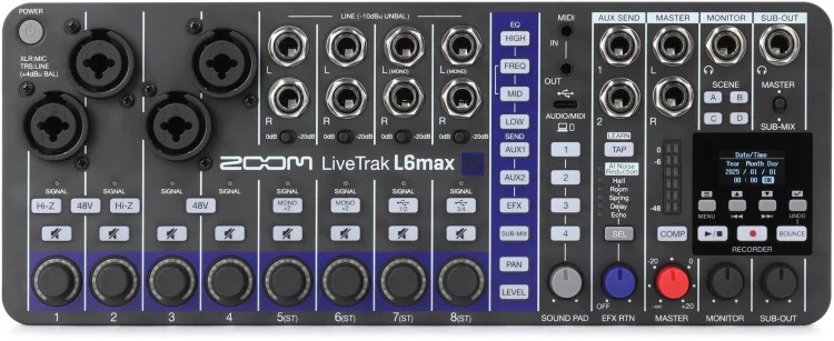 Zoom LiveTrak L6max 12-channel Digital Mixer