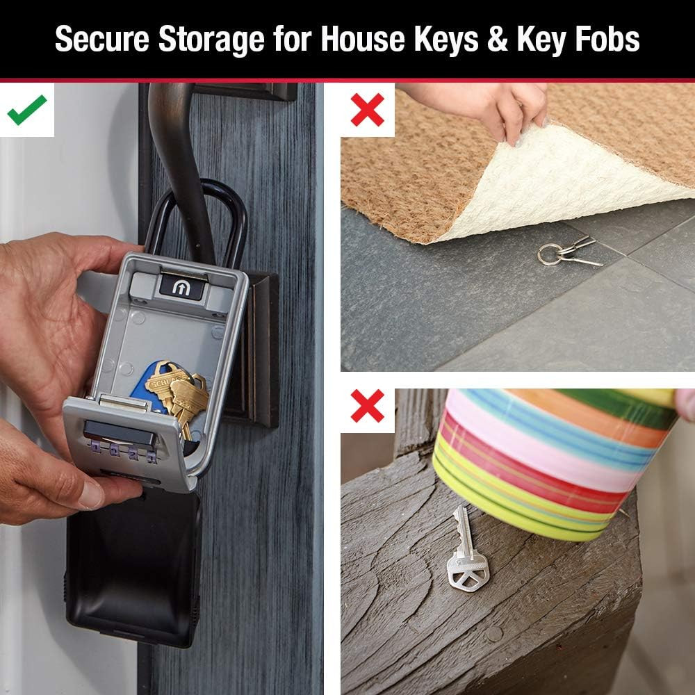 Master Lock Black Portable Key Lock Box with Light up Dials, Set/Reset Combinati