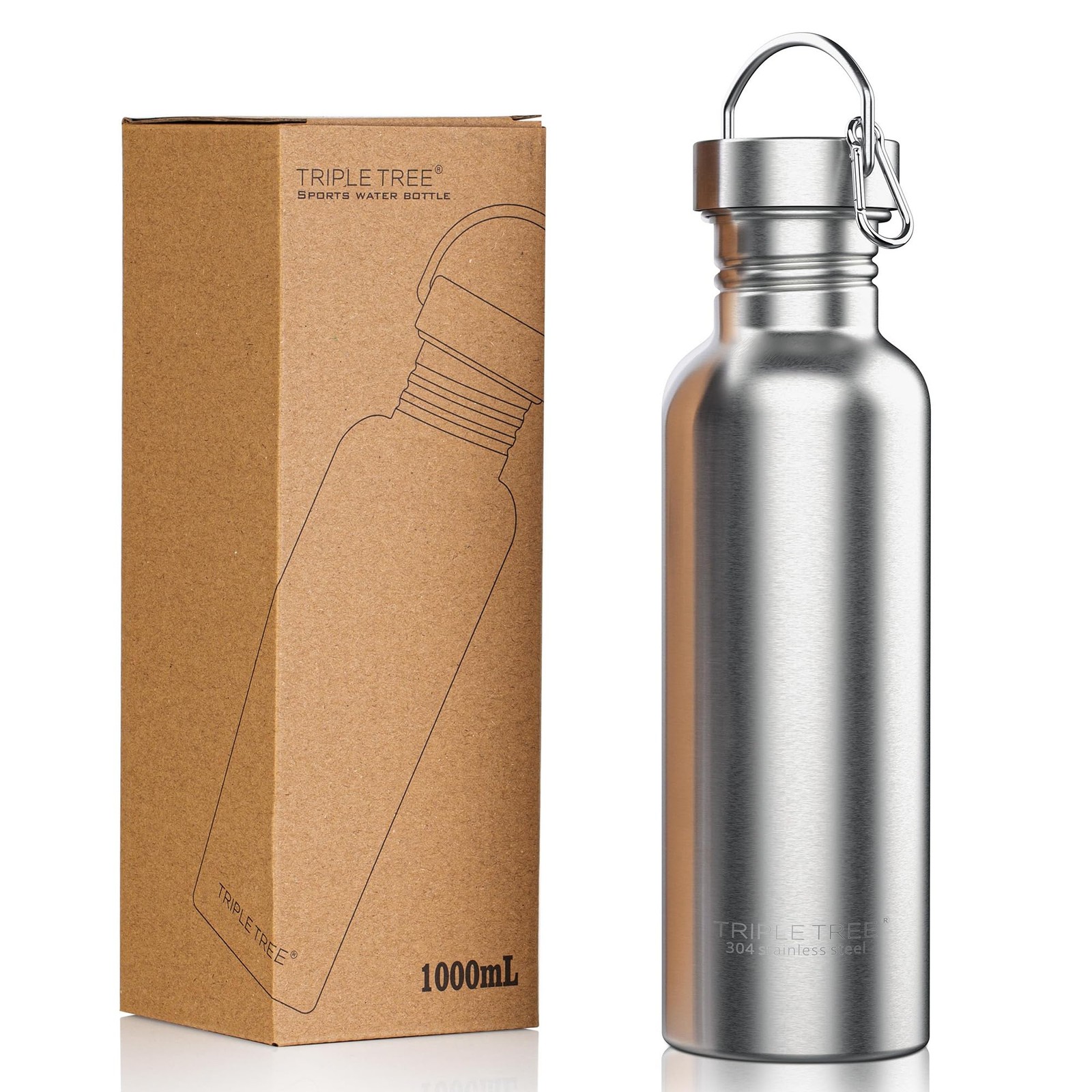 34 OZ Uninsulated Single Walled Stainless Steel Sports Water Bottle 18/8 Food...