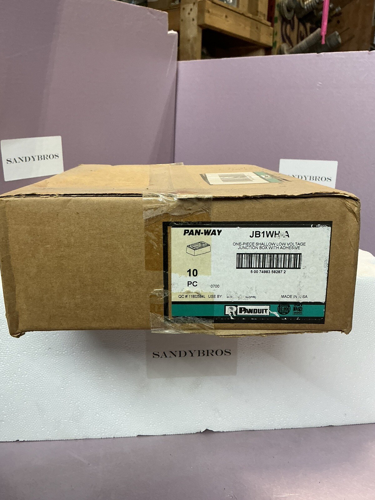 *QTY 10* JB1WH-A Panduit Single Gang Low Voltage Outlet Box With Adhesive White