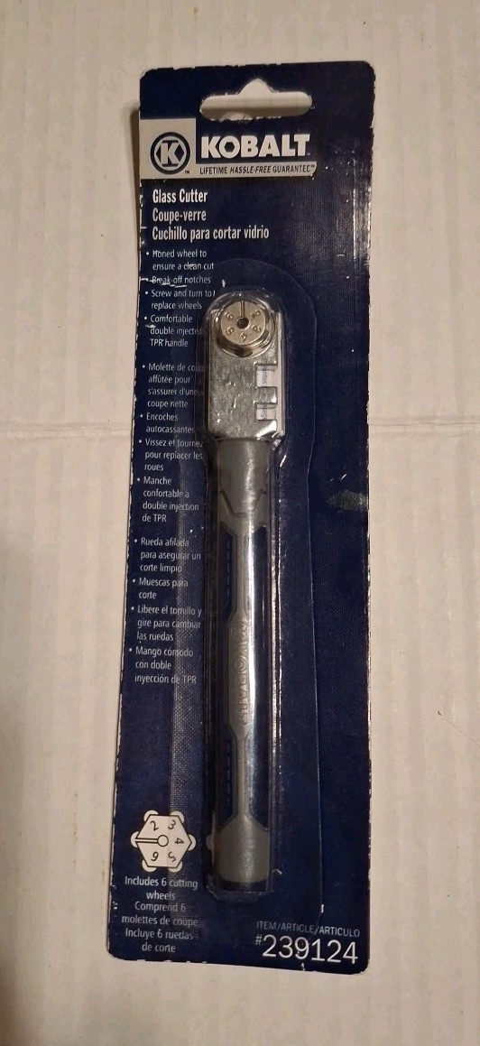 Kobalt Glass Cutter No. 239124 Model 50411 Includes 6 Cutting Wheels NEW Sealed