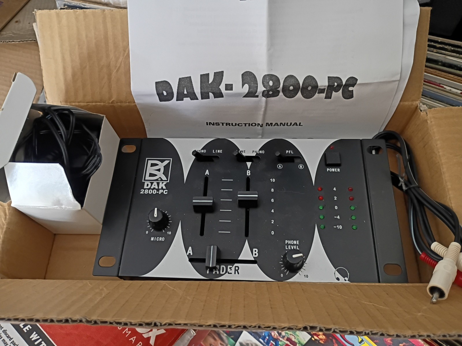 DAK 2800-PC Cross Fader/  Phono Line Mic/ DJ Stereo Mixer/ W/ RCA & Power Supply