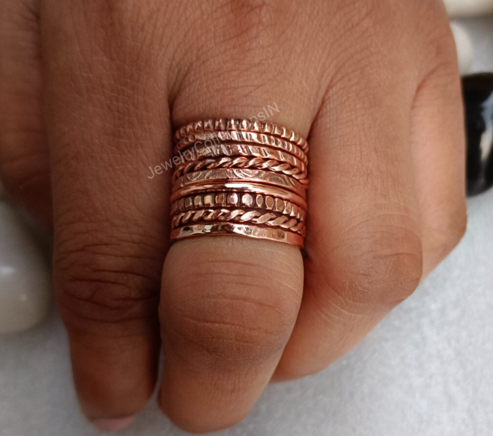 Pure Copper Stacking Ring Set Of 9 Rings Pure Copper Copper Stacking Ring B262