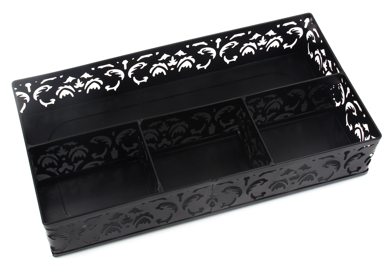 Desk Drawer Organizer with 3 Small Bins and 1 Long BinBlack
