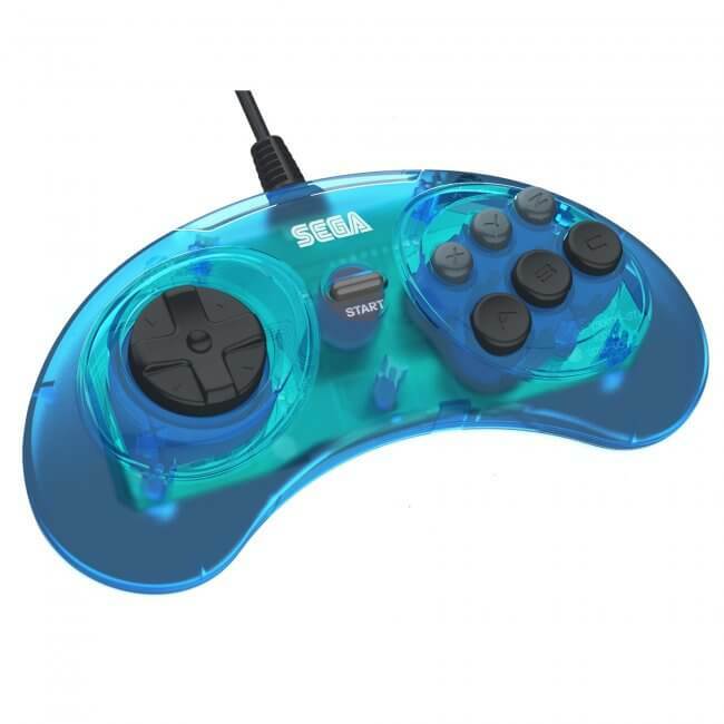 Retro-Bit Official USB Controller 6-Button for Sega Genesis Mini, PC/Mac- Blue