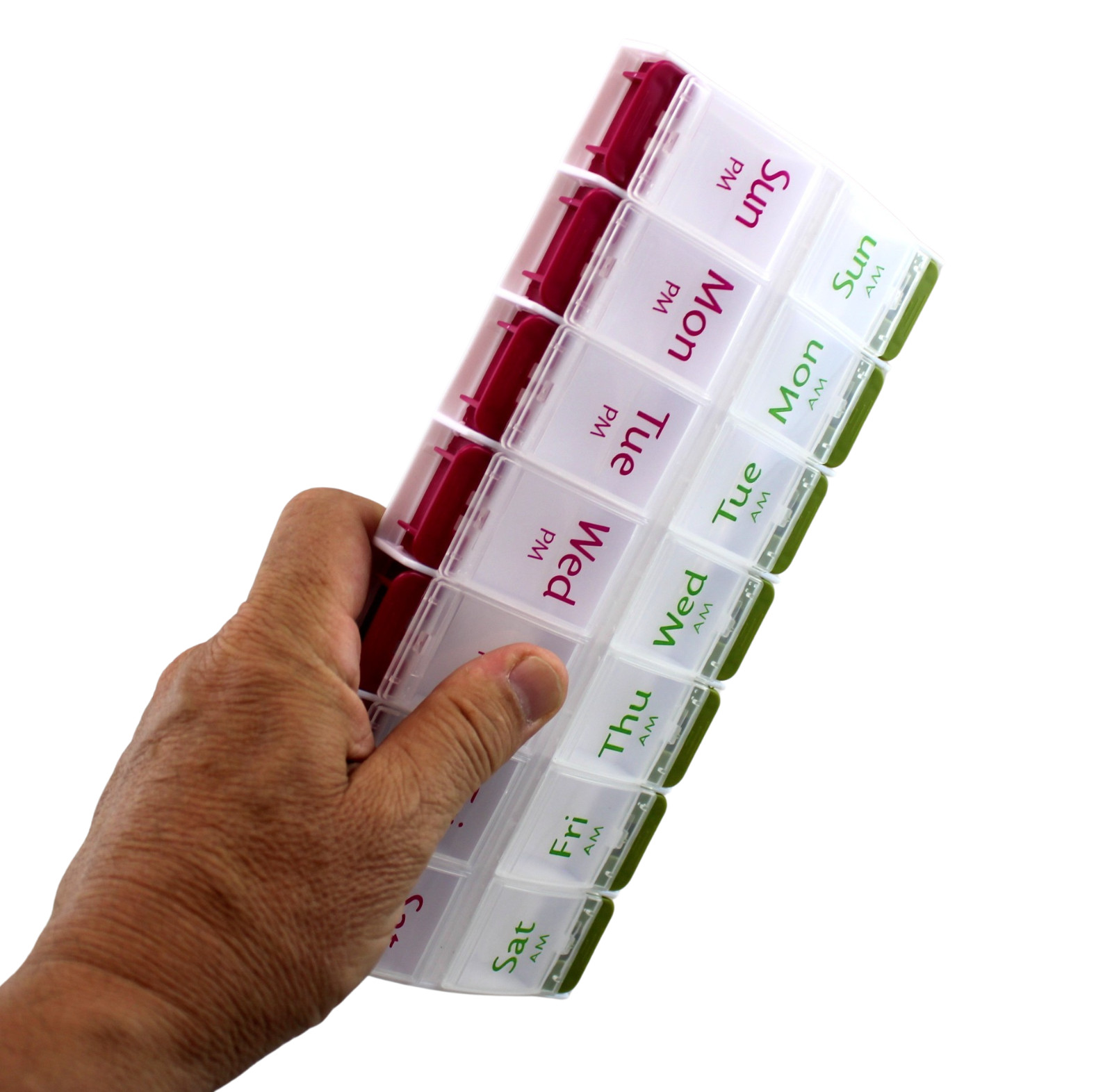 Jumbo Extra Large 8" x 4.25" Pill Organizer 7 Day 2 Times a Day Weekly Pill Box