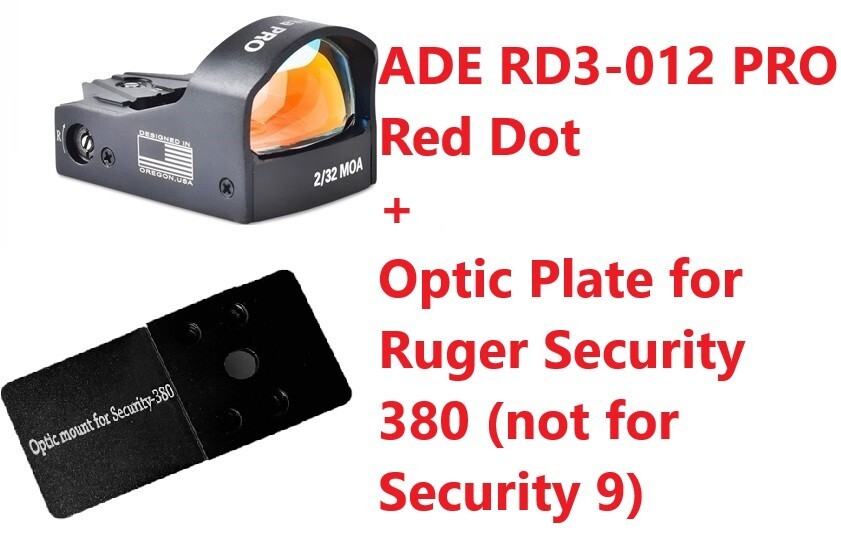 ADE RD3-012 PRO Shake Awake Red Dot +RUGER Security 380 pistol Optic Mount Plate