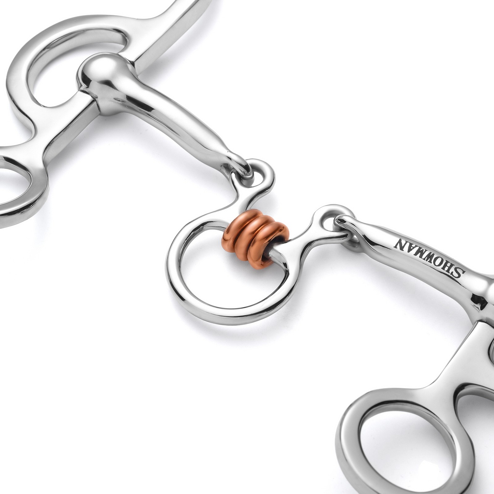 Showman Argentine Shank Bit w/ Three Piece Jointed Copper Rollers