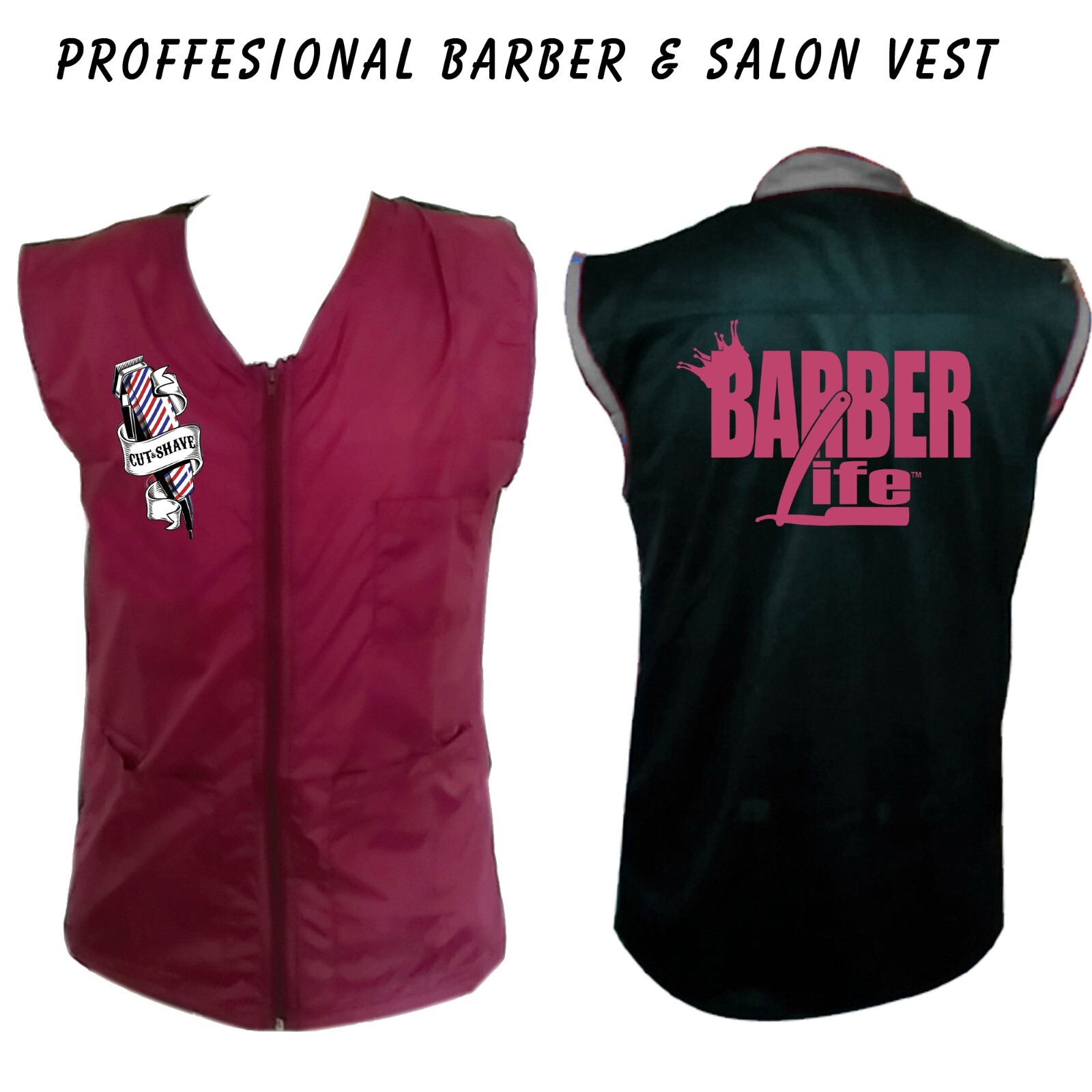 Barber vest,Barber jacket,barber stylist vest,Black vest M to 3xl size
