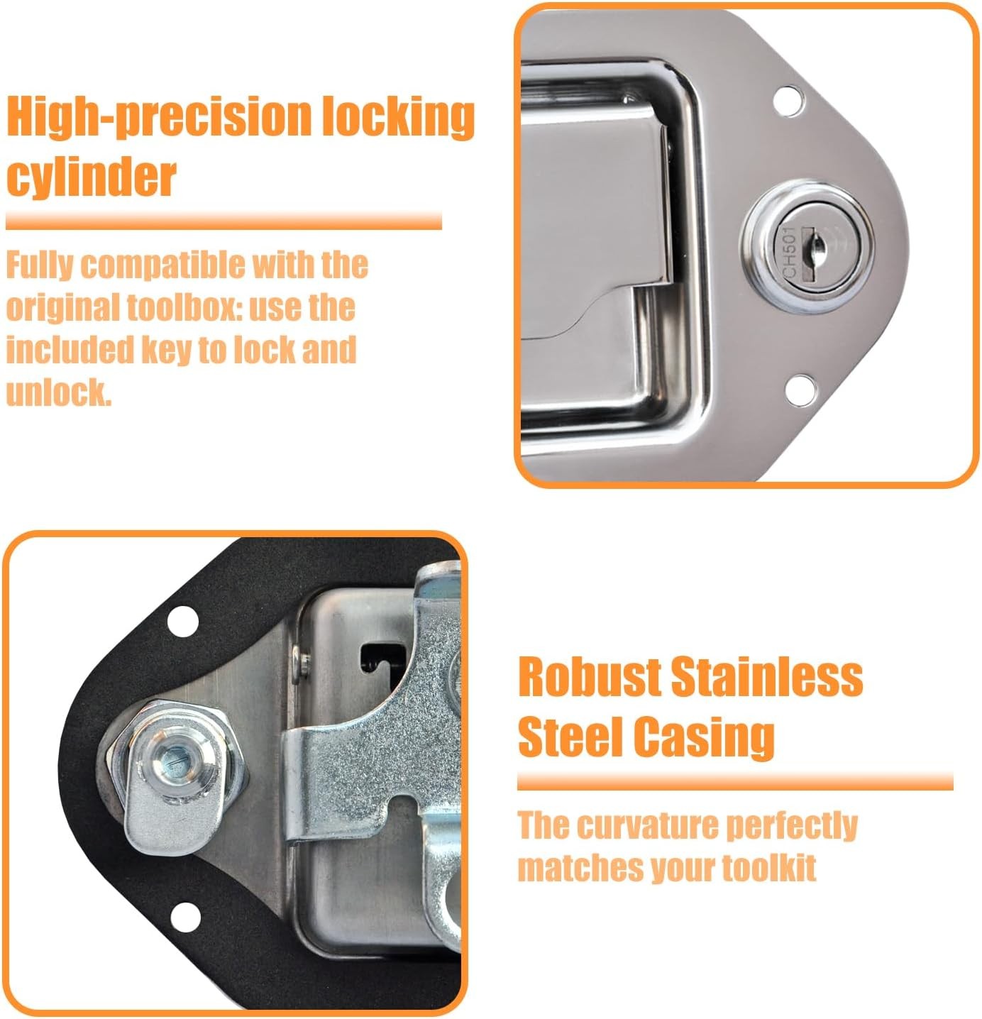 Truck Tool Box Latch Replacement Kit- 304 Stainless Toolbox 2 Pack
