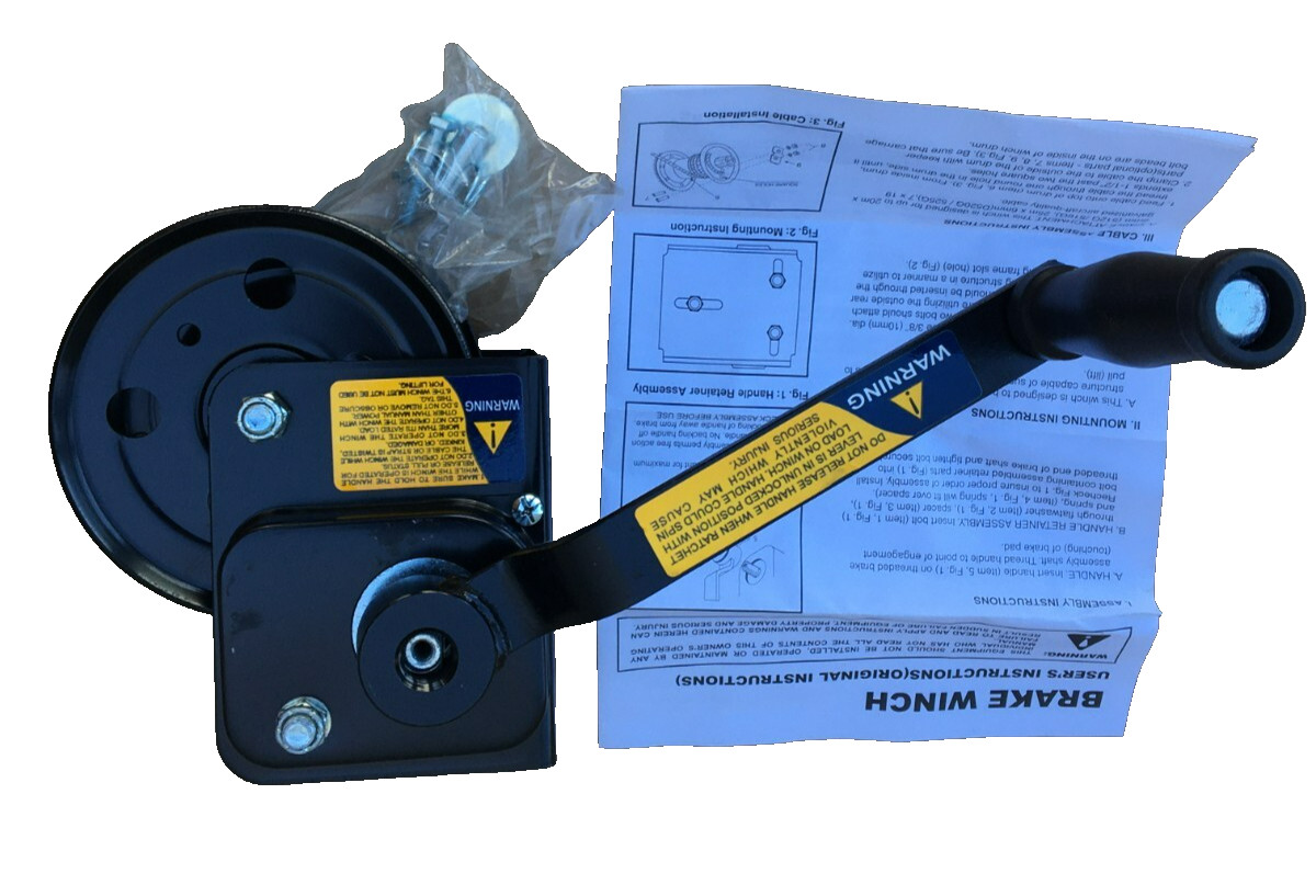 Brake Winch Black 1,400 LB, 650 KGS, Capacity