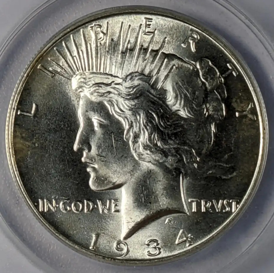 1934 P Peace Silver Dollar ANACS MS-63