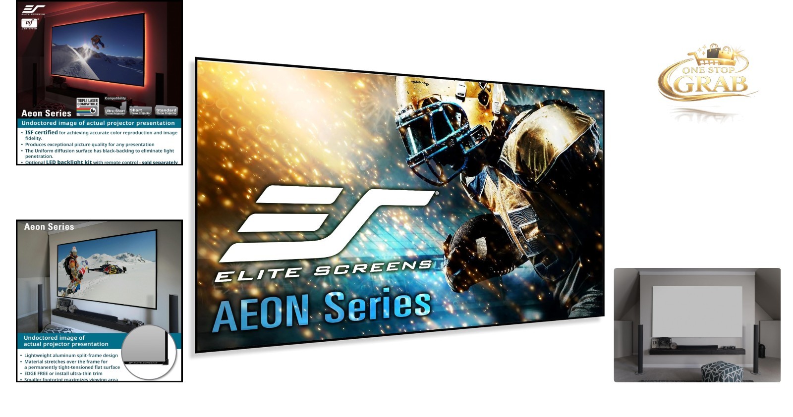 Aeon 115-Inch 4K UHD Fixed Frame Projector Screen Wall Mount Black