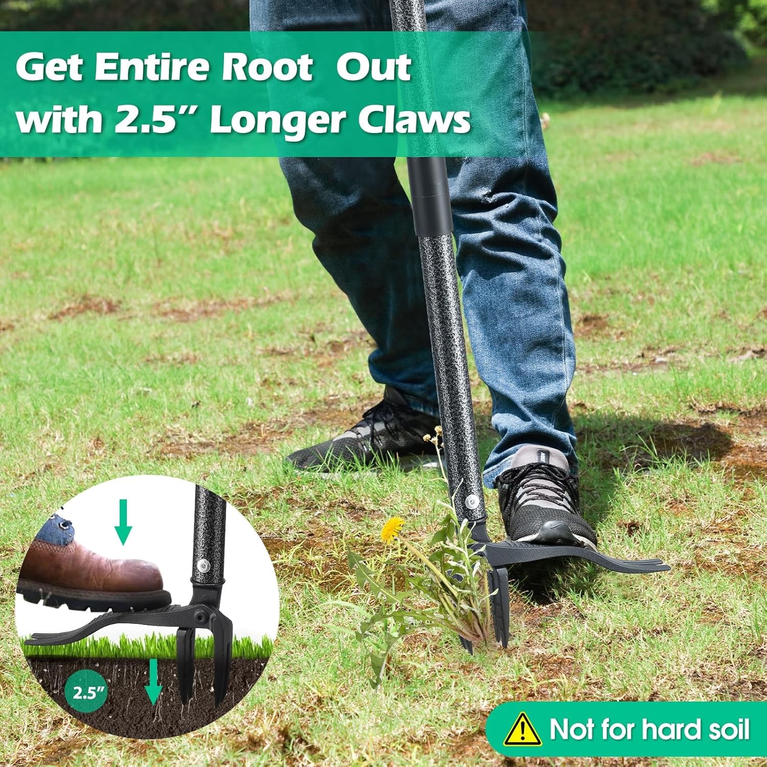 Weed Puller with Long Handle- 63inch - Adjustable Stand Up Tool,...
