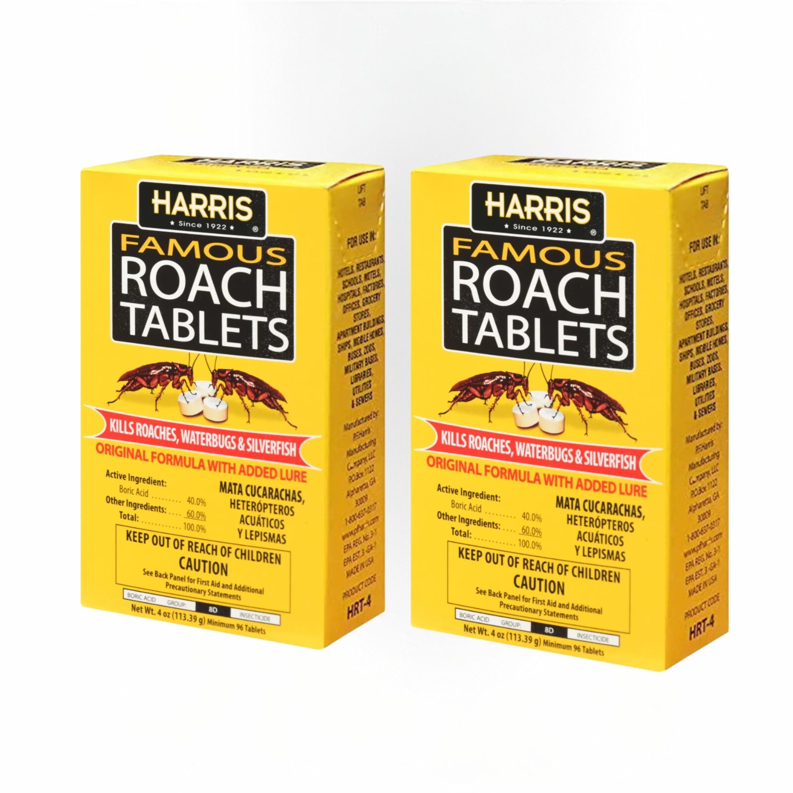2-Pack Harris Roach Tablets Boric Acid Killer w/ Lure 4oz Effective Pest Control