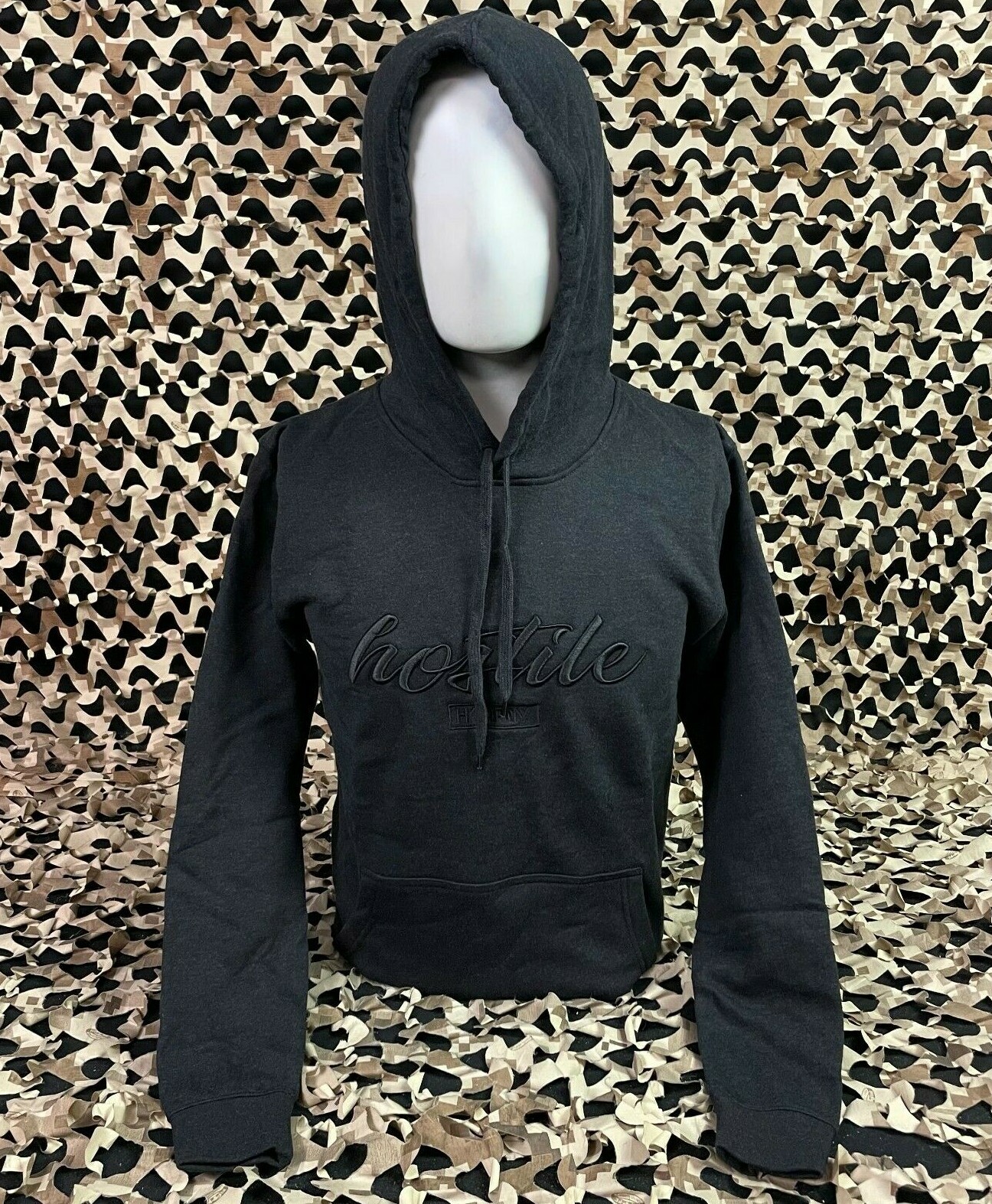 NEW HK Army Gild Pull Over Hooded Sweatshirt - Black Heather - Small