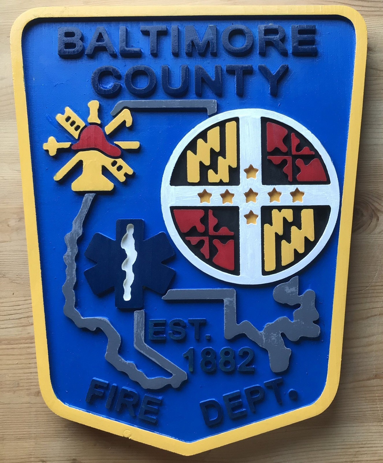 Fire Department Baltimore County 3D routed wood patch plaque sign Custom