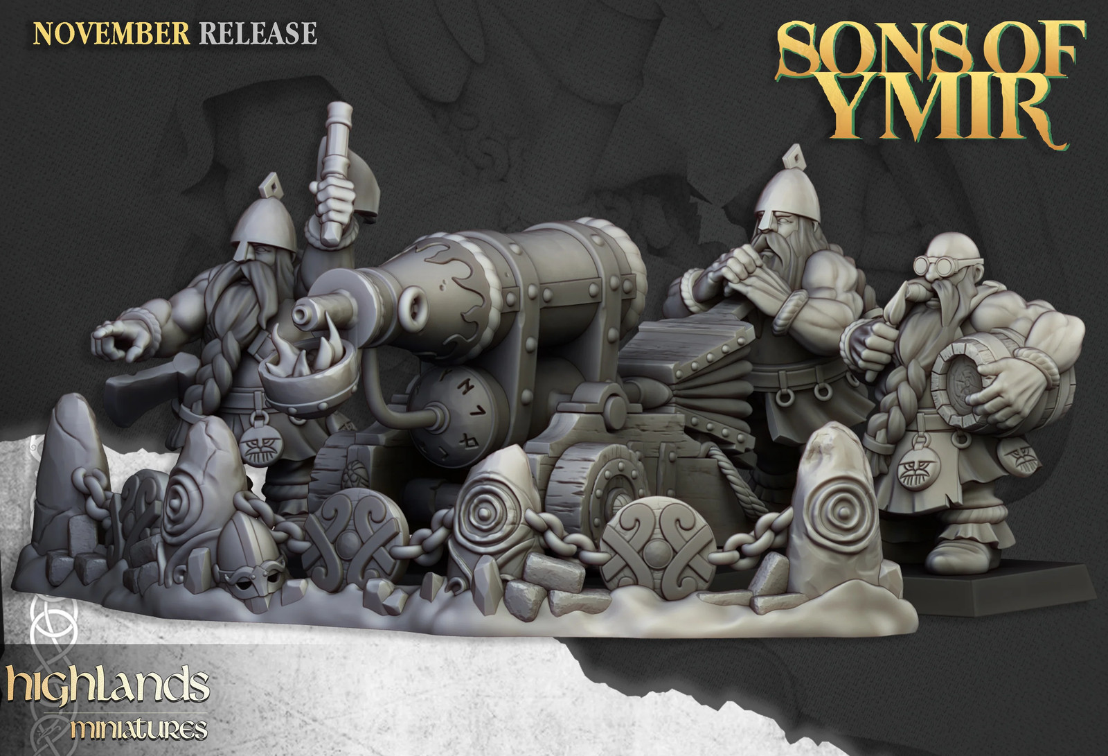 Dwarf Flame Cannon - 28-32mm Sons of Ymir - Resin Tabletop Miniature