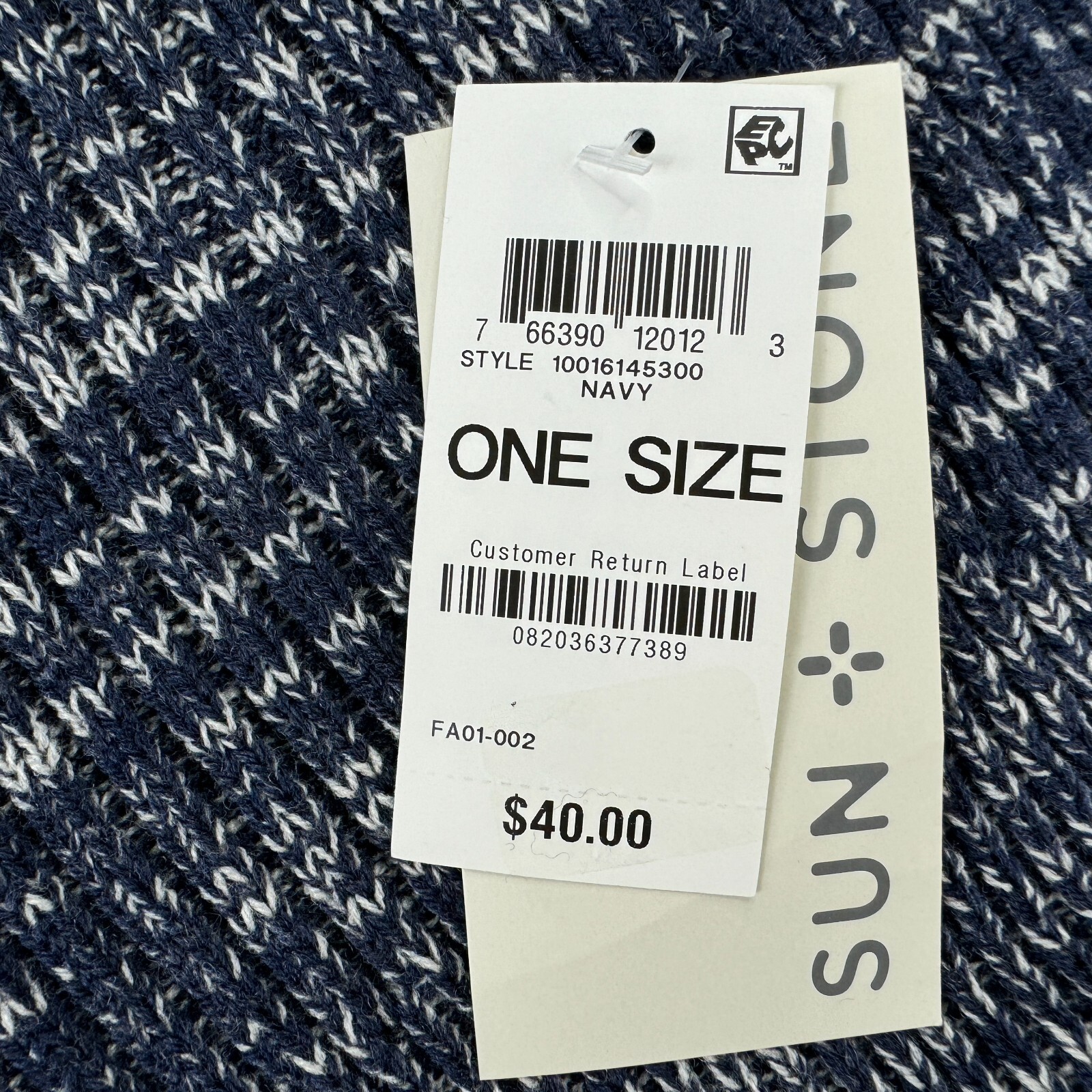 Sun + Stone Mens Solid Ribbed Knit Scarf Blue OS