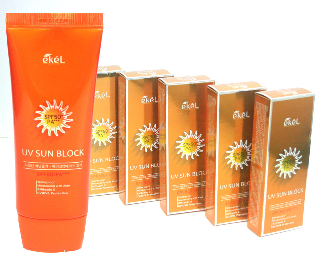 EKEL/Aloe & Vitamin E Sun Block Cream SPF50 PA+++ 70ml X 5EA / Waterproof /KOREA