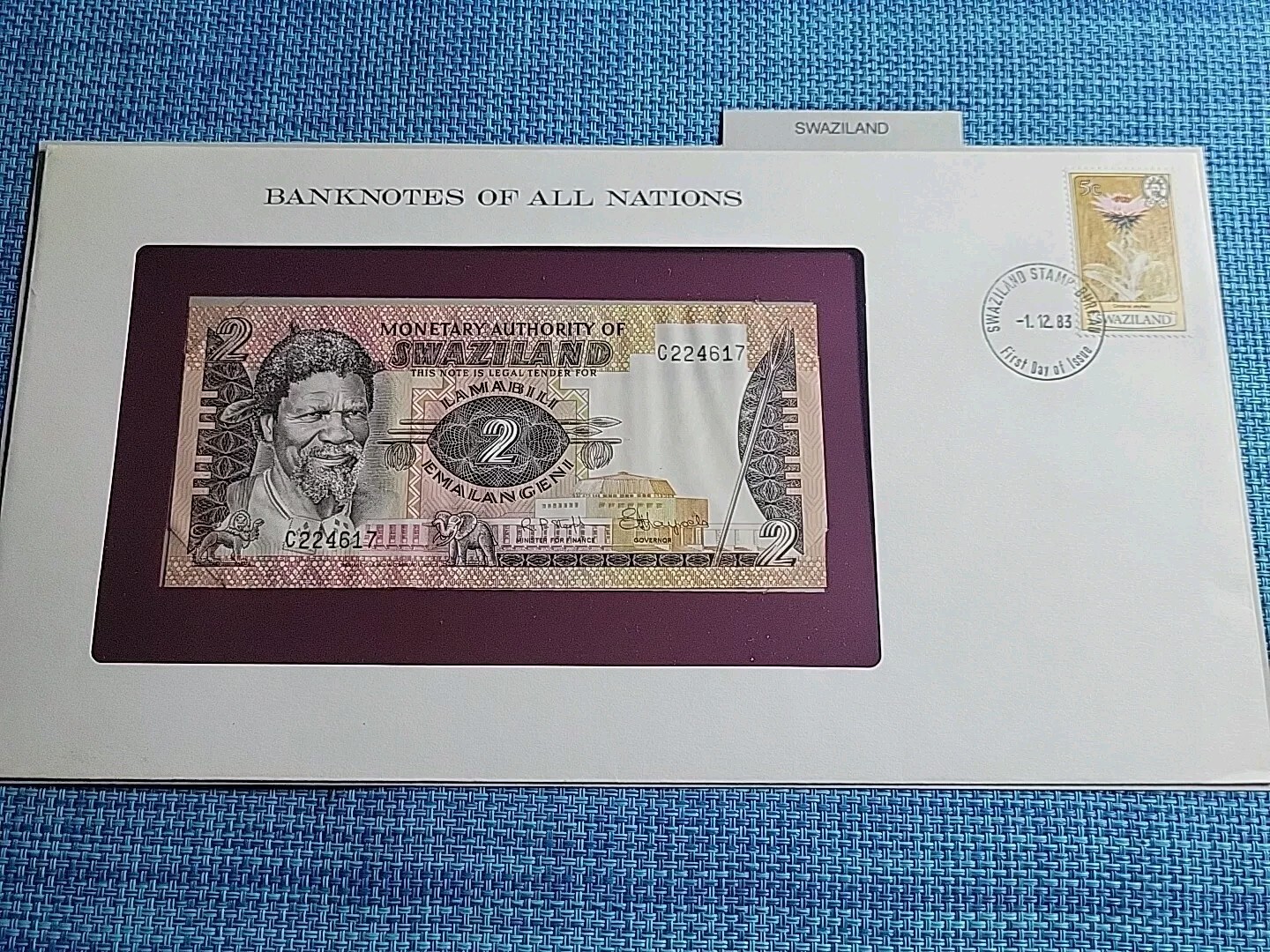 🇸🇿 Banknotes of all Nations  Swaziland  2 emalangeni P-2a   1983 unc 011125-4