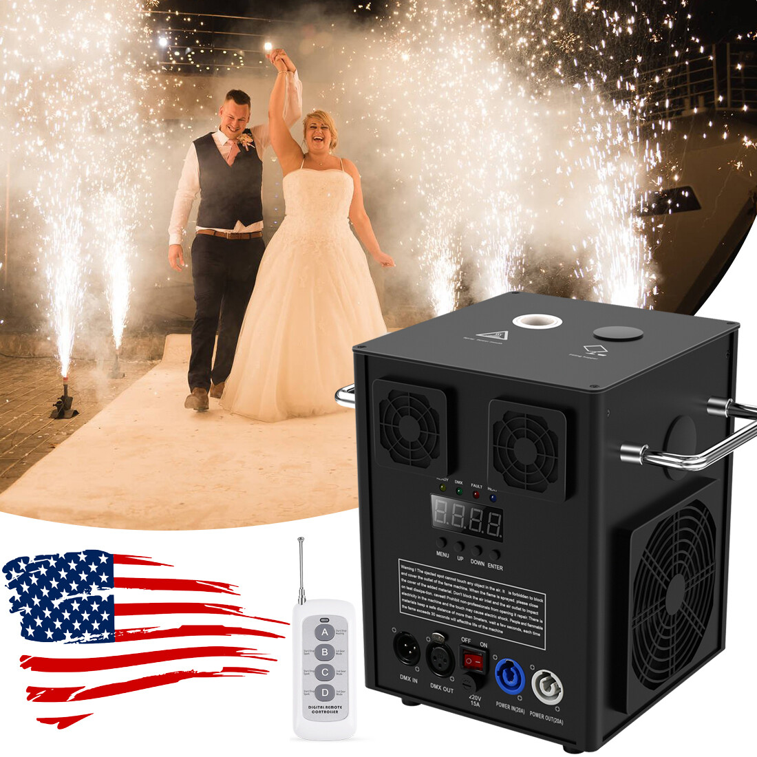 700W Cold Spark Machine DMX512 Stage Firework Machine 6.6-9.8ft DJ Event Party