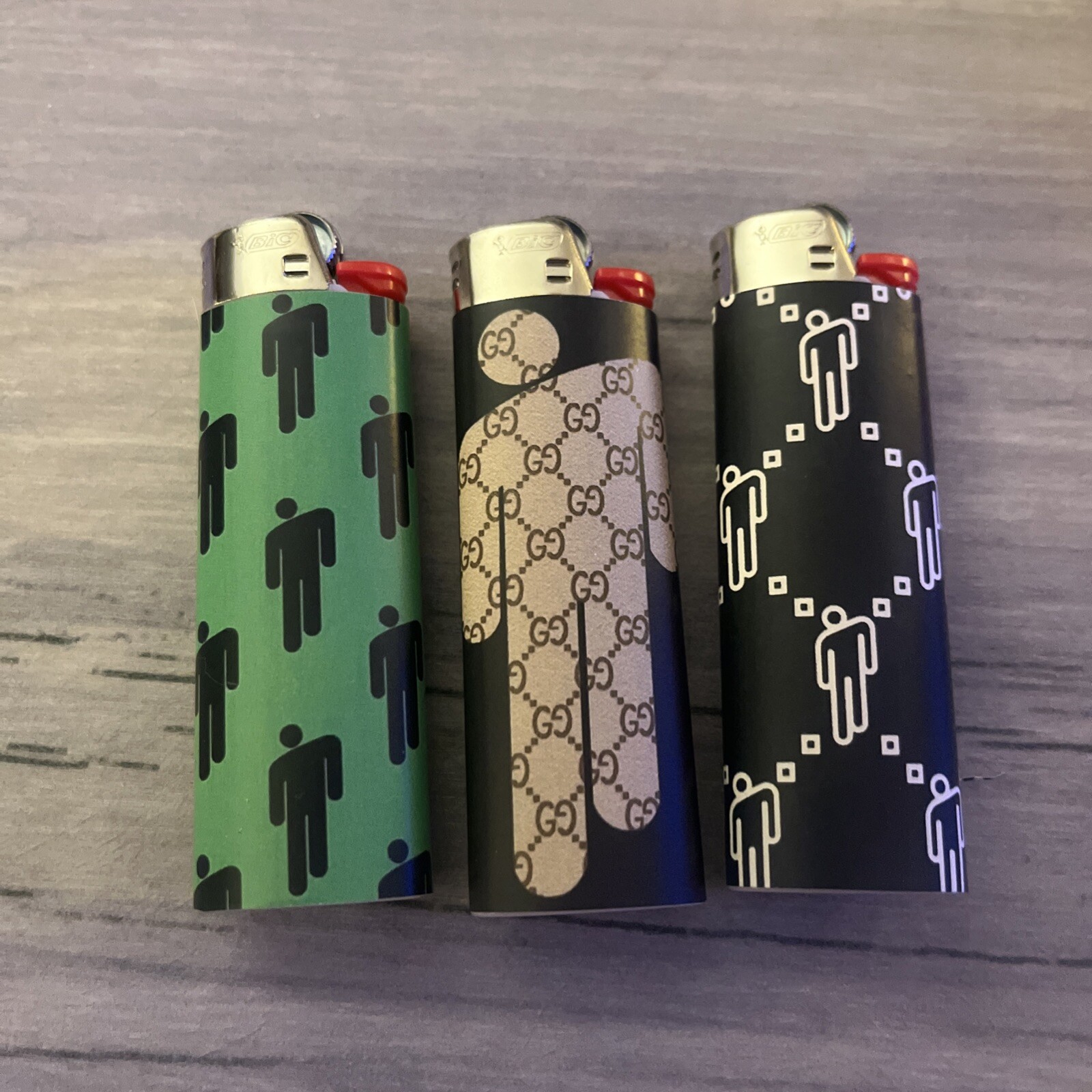 New 3 Custom Bic Lighters Billie Eilish Logo Blohsh Singer Well Made!!￼