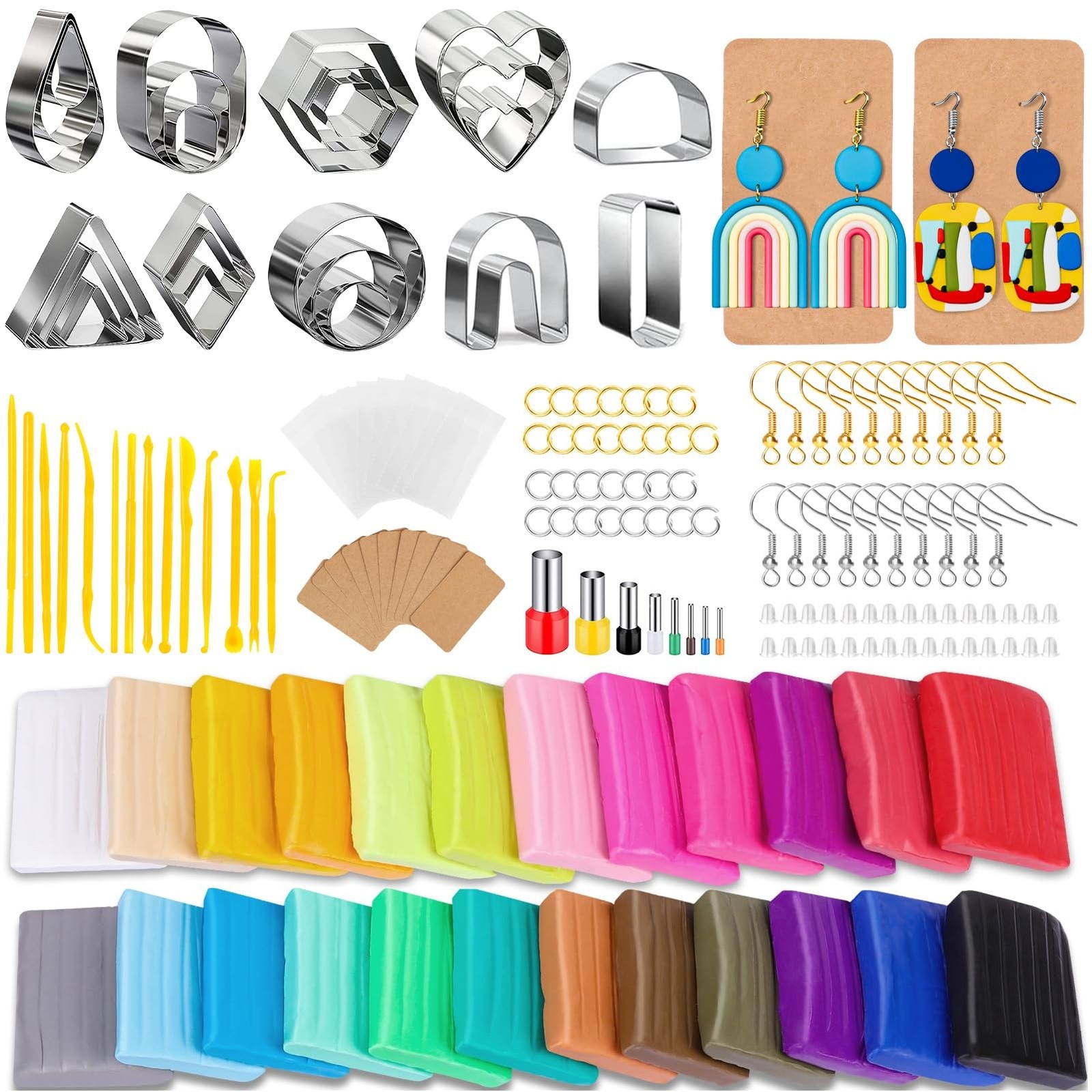 Polymer Clay Earring Making Kit with Gift Box, Including 32pcs Polymer Clay C...