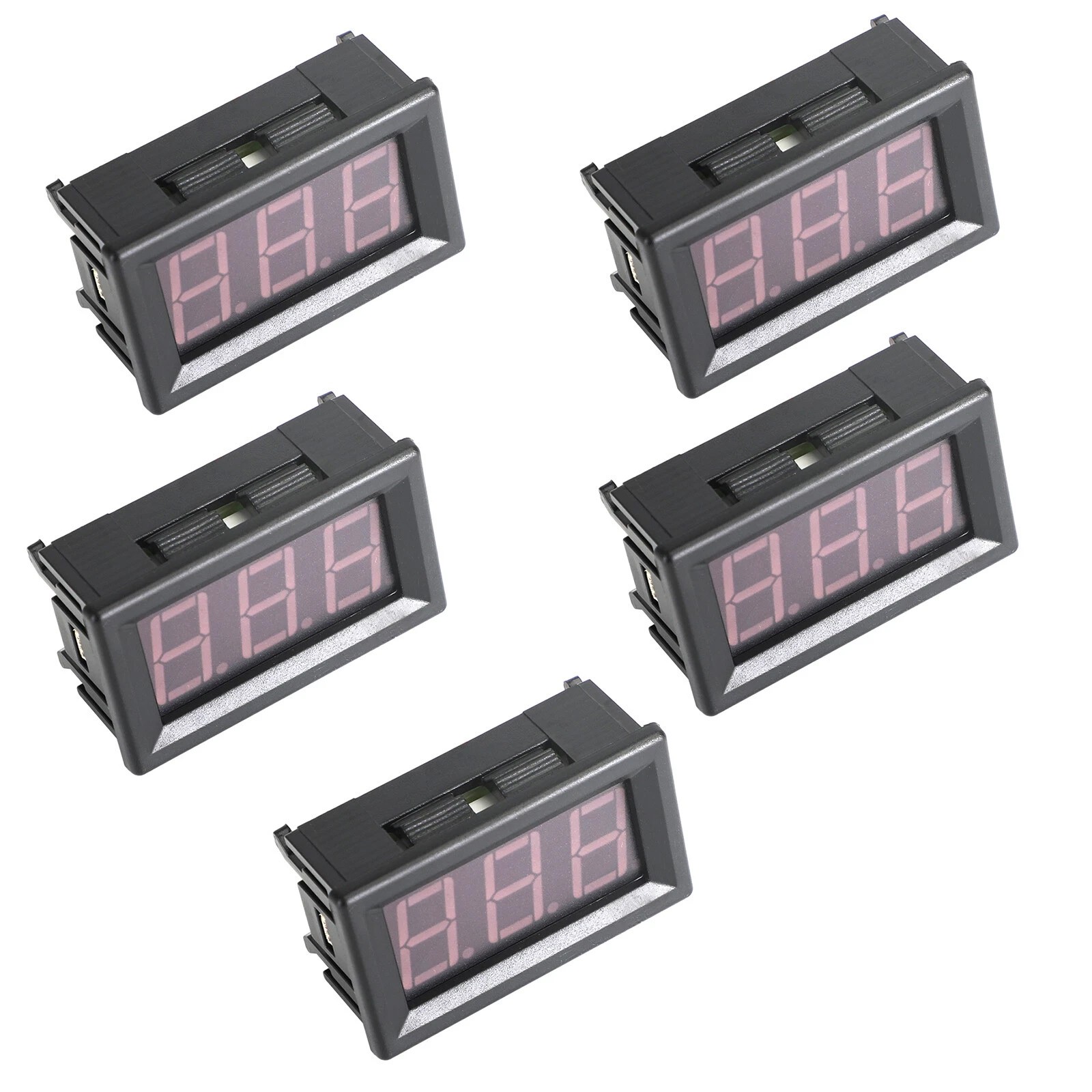 5Pcs Dc 5-120V Voltmeter Red Led Panel 3-Digital Display Volt Meter 2-Wire USA
