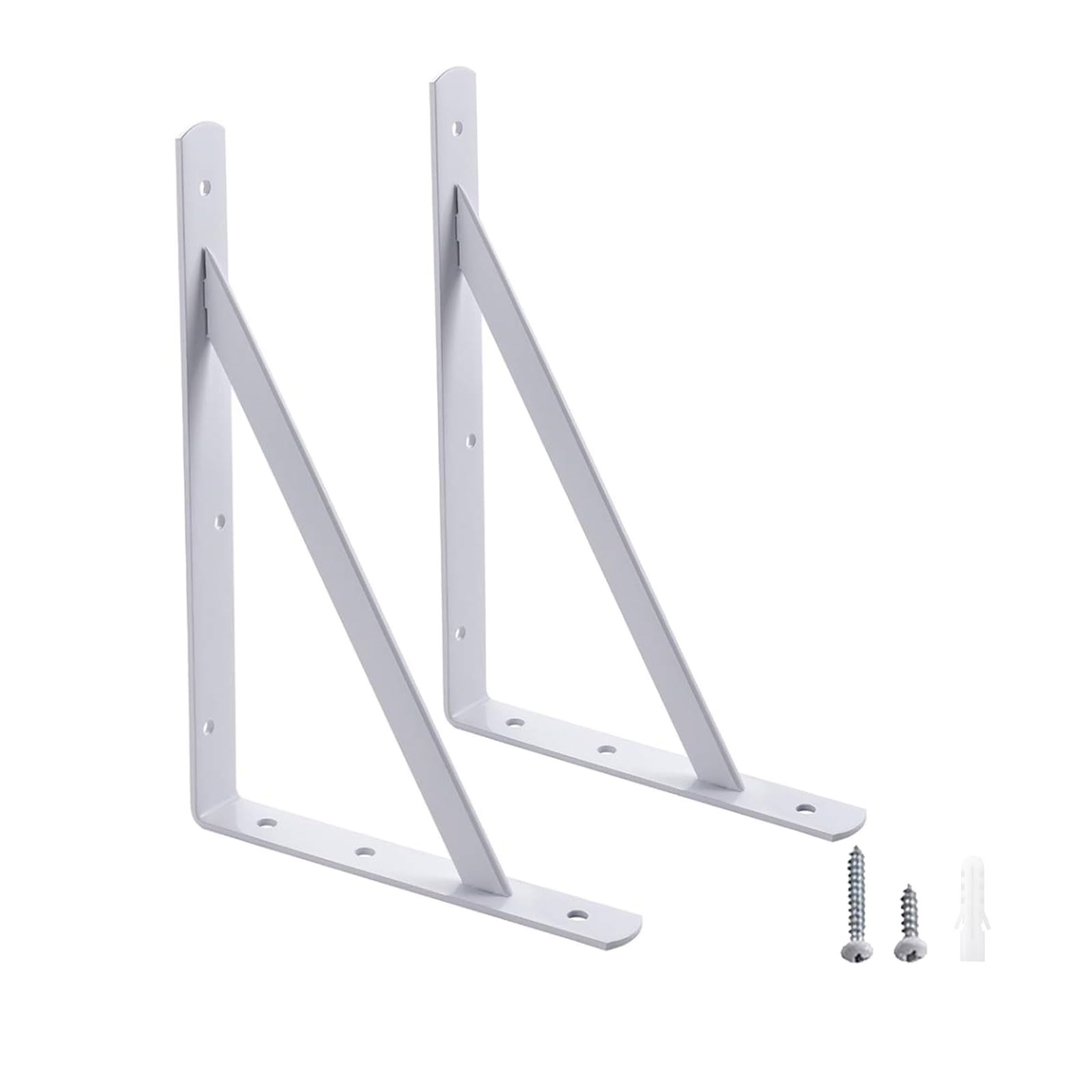 12 x 8 inch Heavy Duty Shelf Brackets, Load Capacity: 600 lb, 2-Pack White Me...