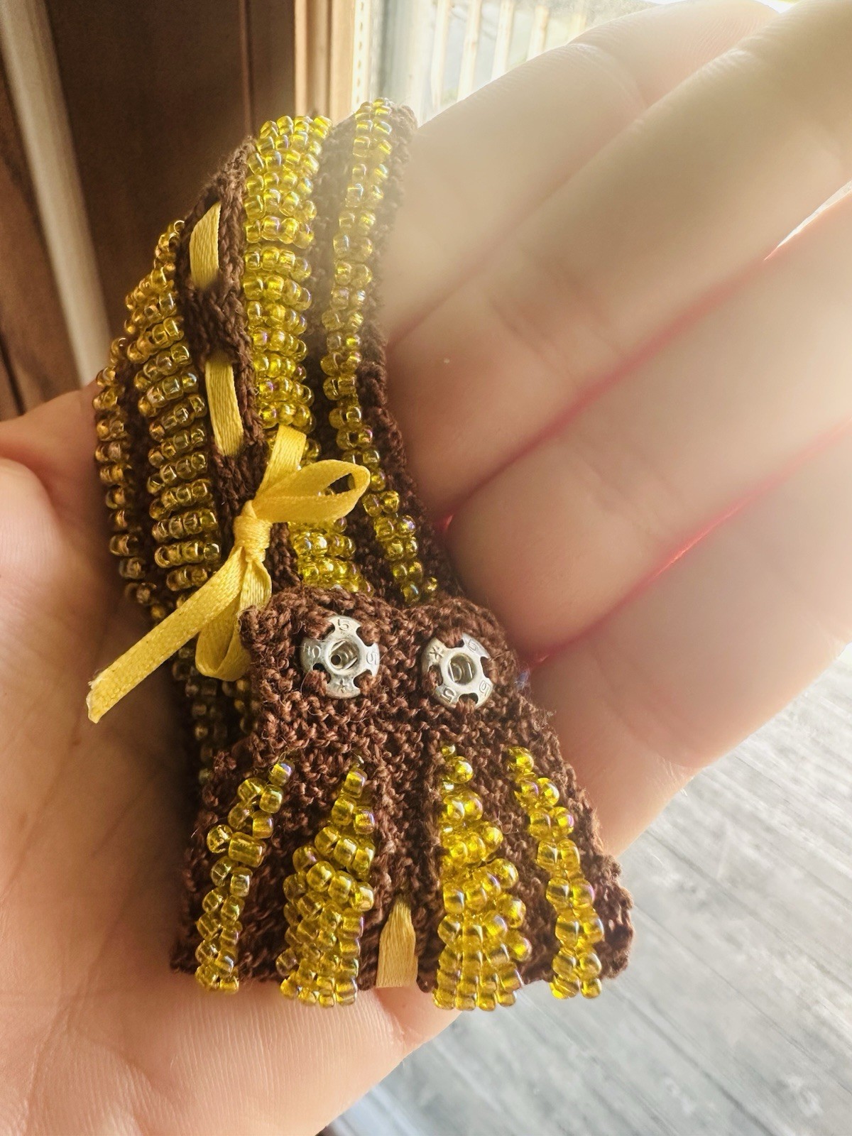 Handmade Beaded Bracelet Brown And Yellow
