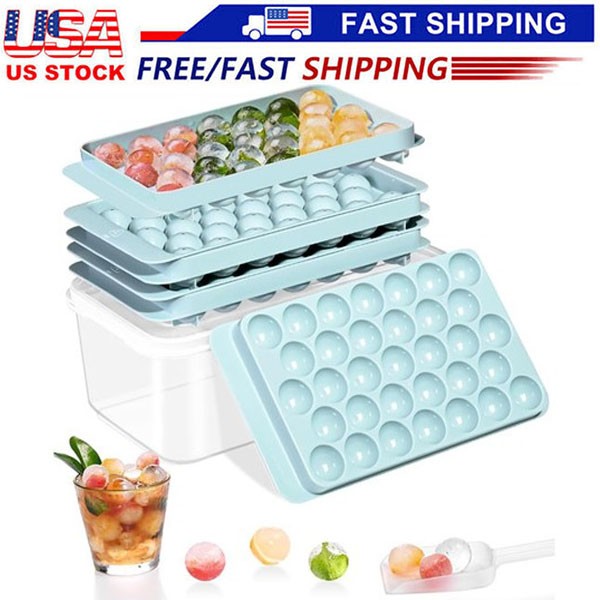 DIY Round Ice Cube Ball Maker PP Tray Silicone Sphere Mold Bar Whiskey Cocktails