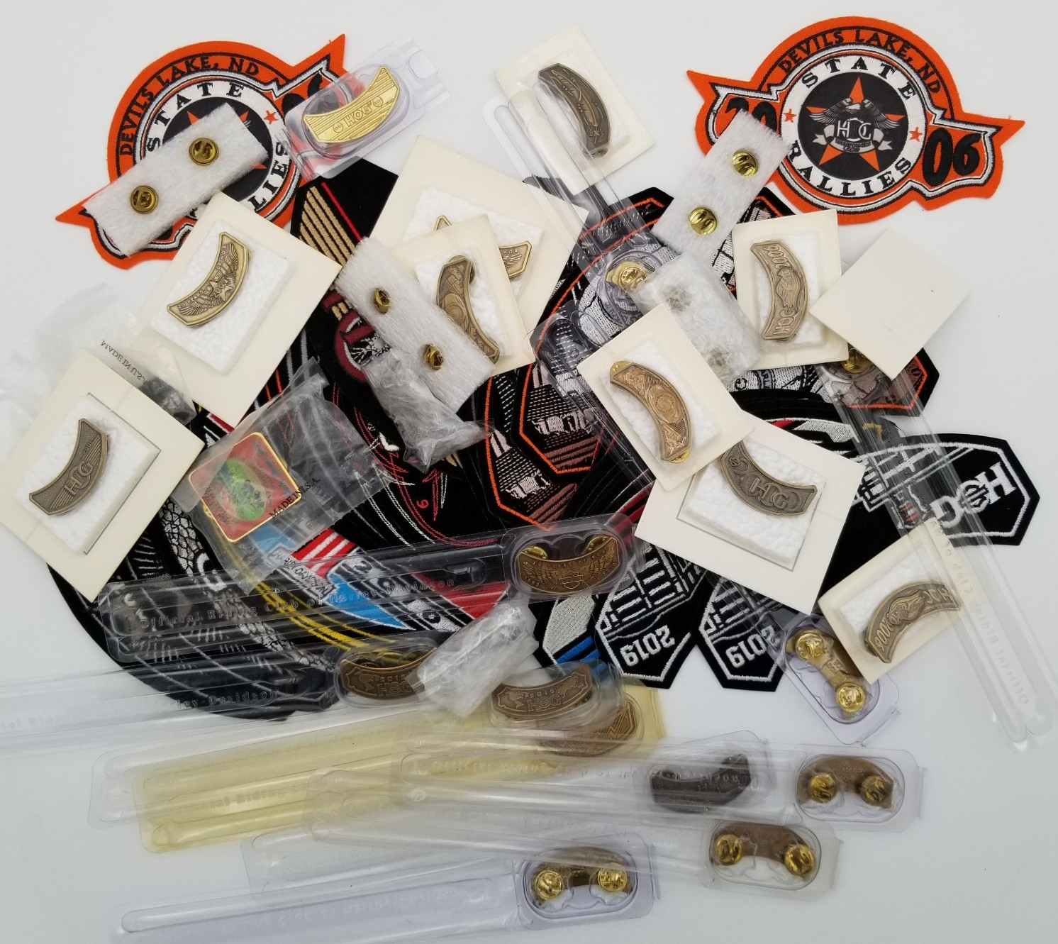 Lot of Harley Davidson Hog Riding Club Motorcycle Patches and Pins