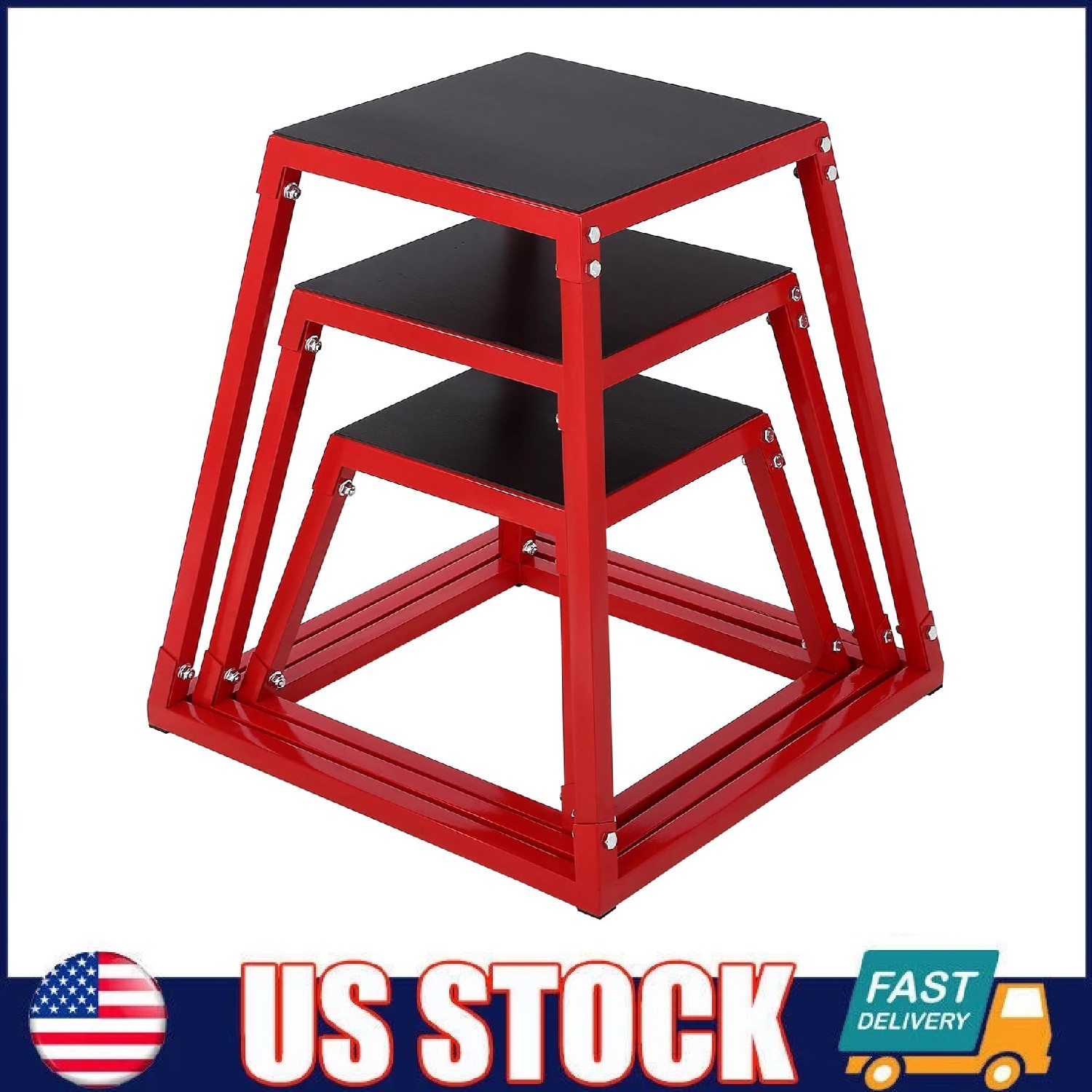Plyometric Jump Box Set ,12/18/24 Inch Heavy-Duty Steel Jump Plyo Box Training