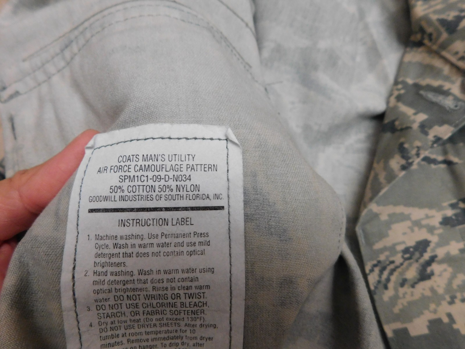 USAF ABU MAN'S UTILITY TOP COAT SIZE 40R