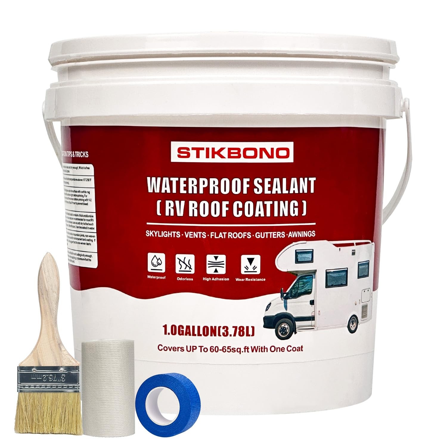 STIKBOND RV Roof Waterproof Sealant White 1 Gallon,RV Roof Coating,RV Roof Se...