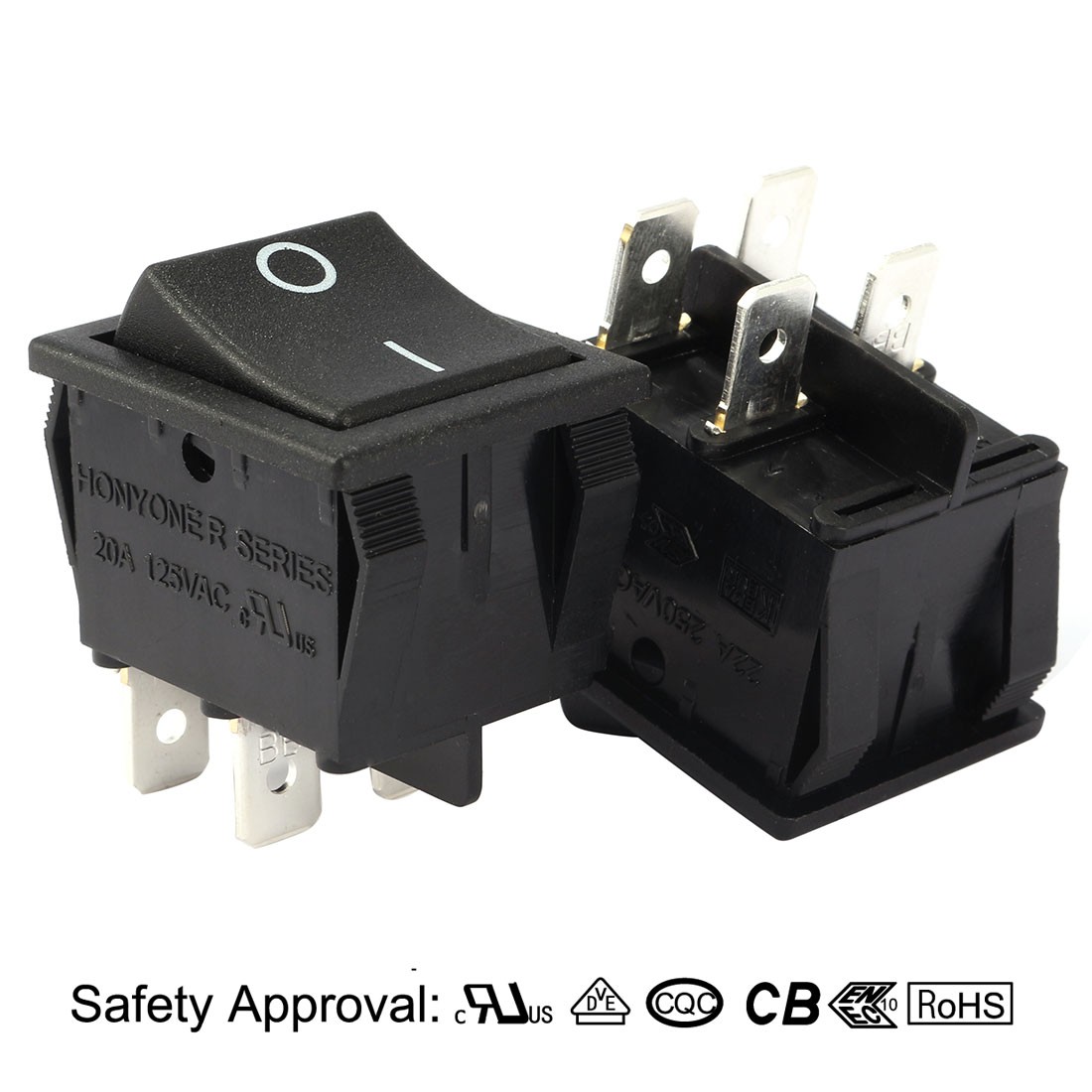 5pcs AC 20A/125V 22A/250V DPST 4P 2 Position I/O Boat Rocker Switch
