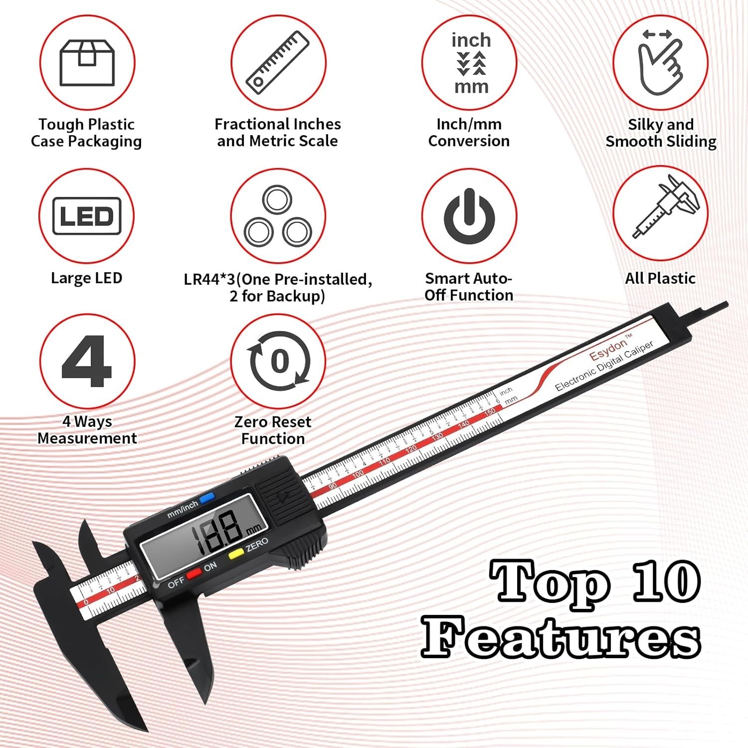 Upgraded Calipers 6 inch, Measuring Tool, Electronic Ruler, w/ LCD Screen & Case