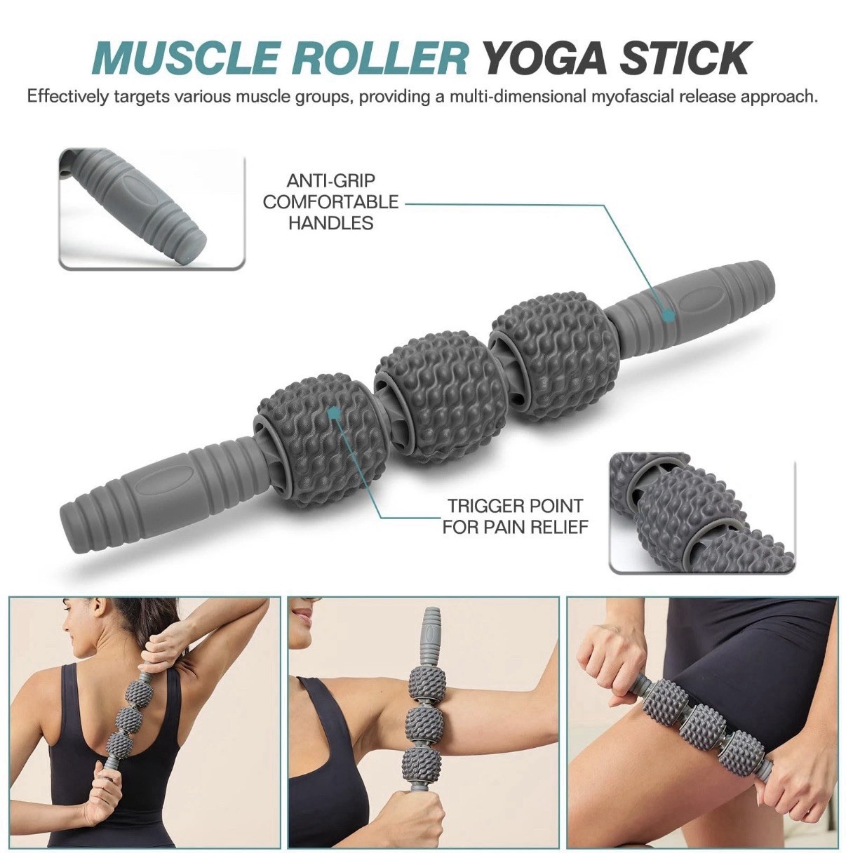 5 in 1 Foam Roller Set - Trigger Point Foam Back Roller, Muscle Roller Stick,...