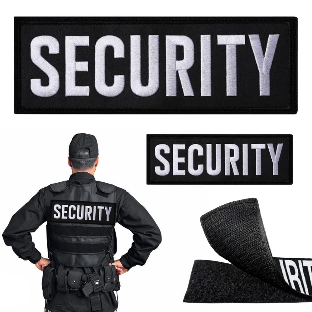 2 Pcs Embroidered 10.83x4.1 inches, 5.79x2.36 White Security