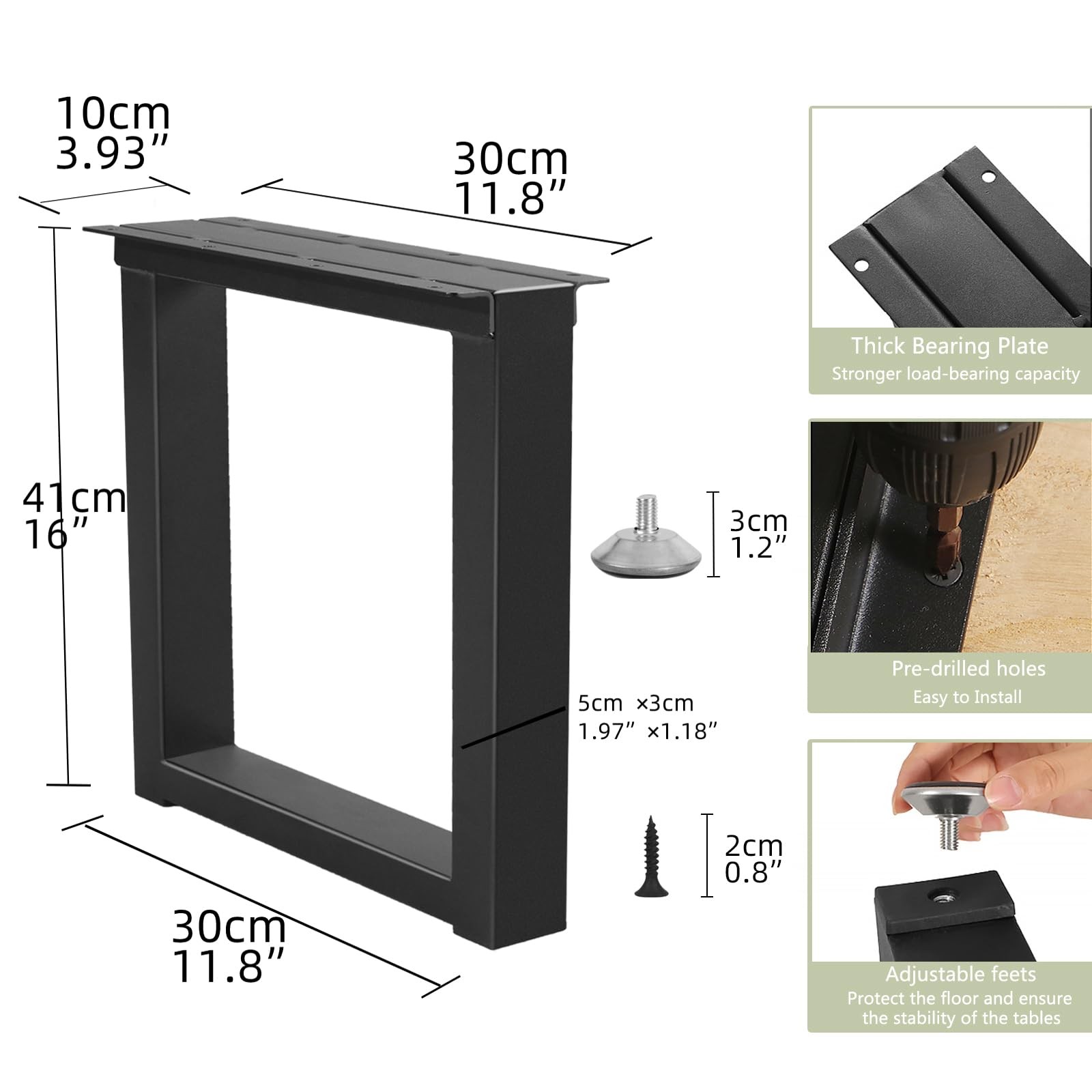 Y-CFHFC Metal Table Legs 16 Inch Bench Feets, Square End & Coffee Table Legs for