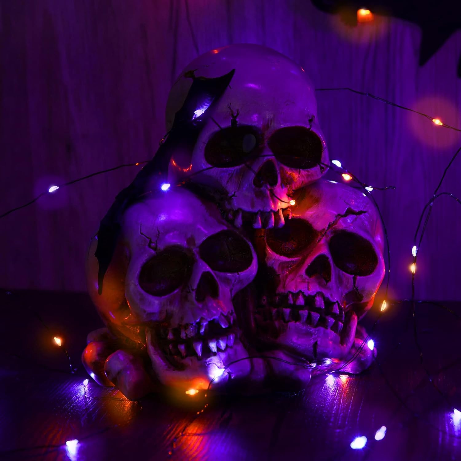 2 Pack Solar Lights, 33Ft 100LED Orange Purple Twinkle Fairy Lights Waterproo...