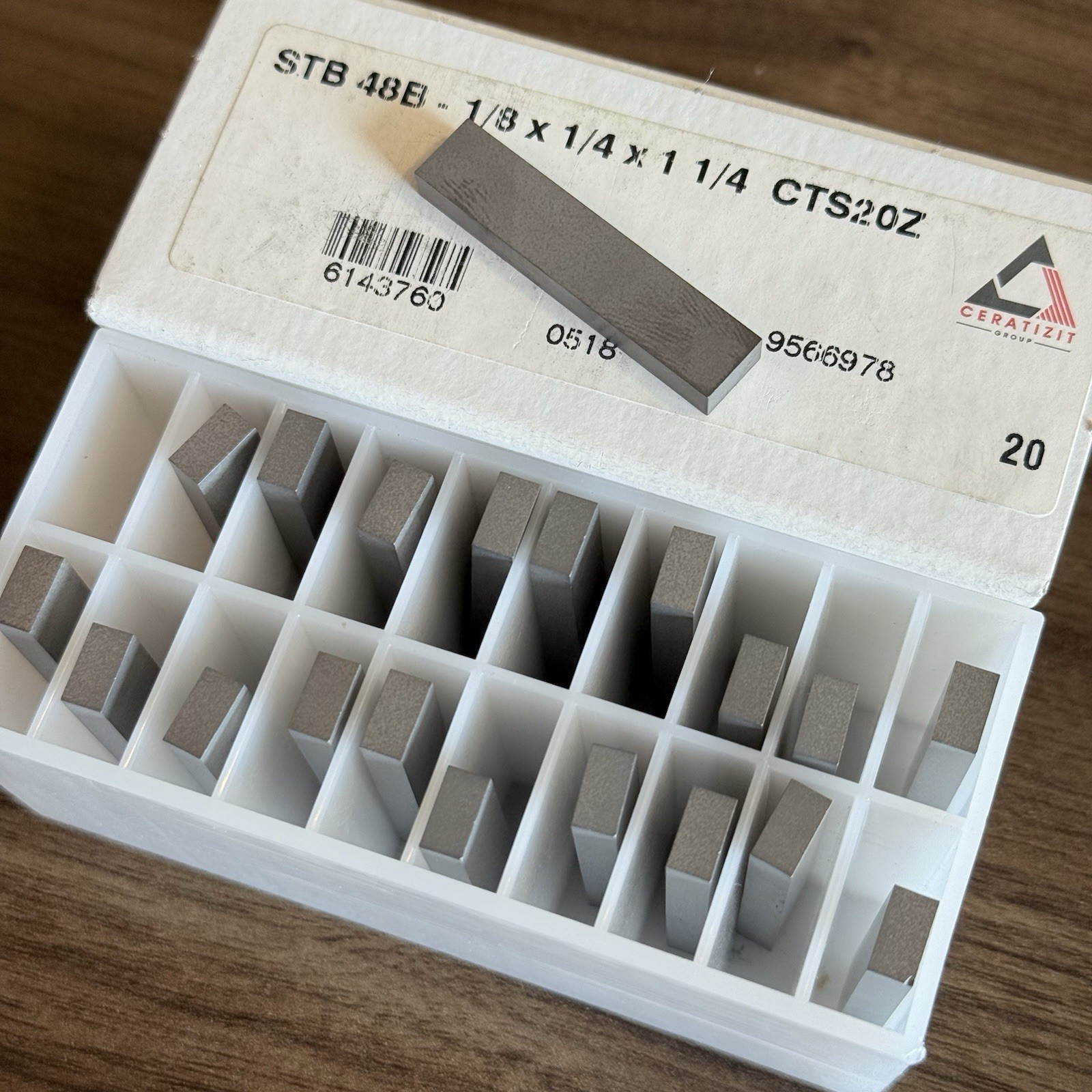Solid Carbide Rectangular Tool Blanks 20pcs 0.125" x 0.25" x 1.25" Ceratizit