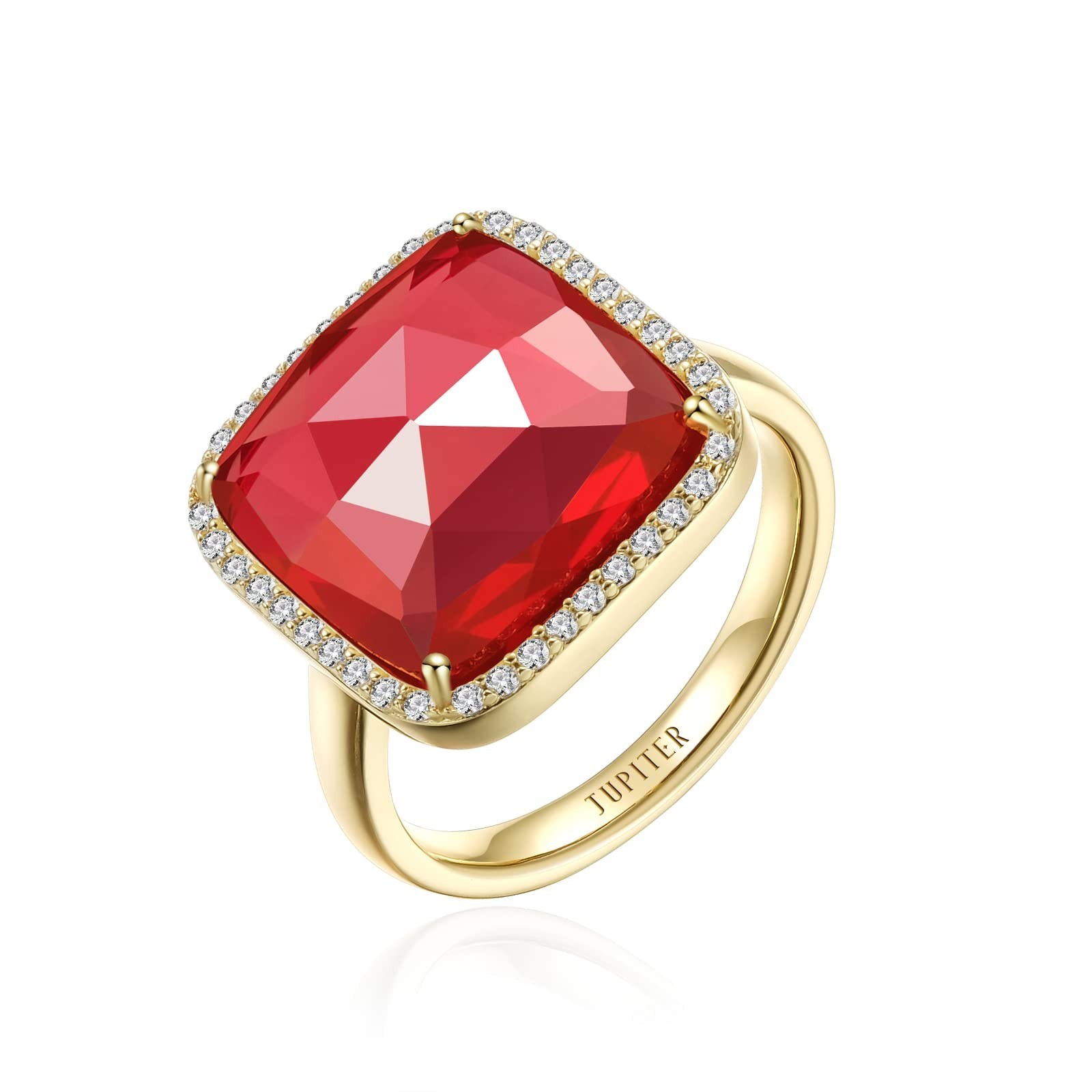 Jupiter Natural Gemstone Rings, 14K Gold/Rhodium Plated Genuine Gemstone Squa...