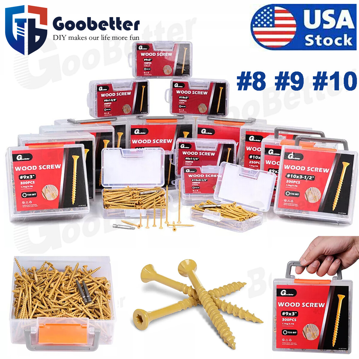 Torx T25 Star Flat Head #8 #9 #10 Wood Screws Deck Screws Self Tapping Screw Set