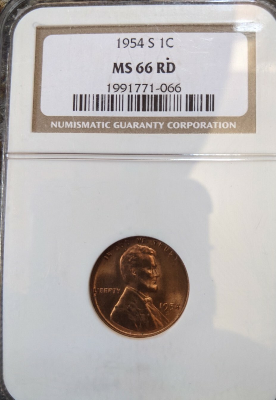 1954-S NGC MS-66 Red Lincoln uncirculated BU
